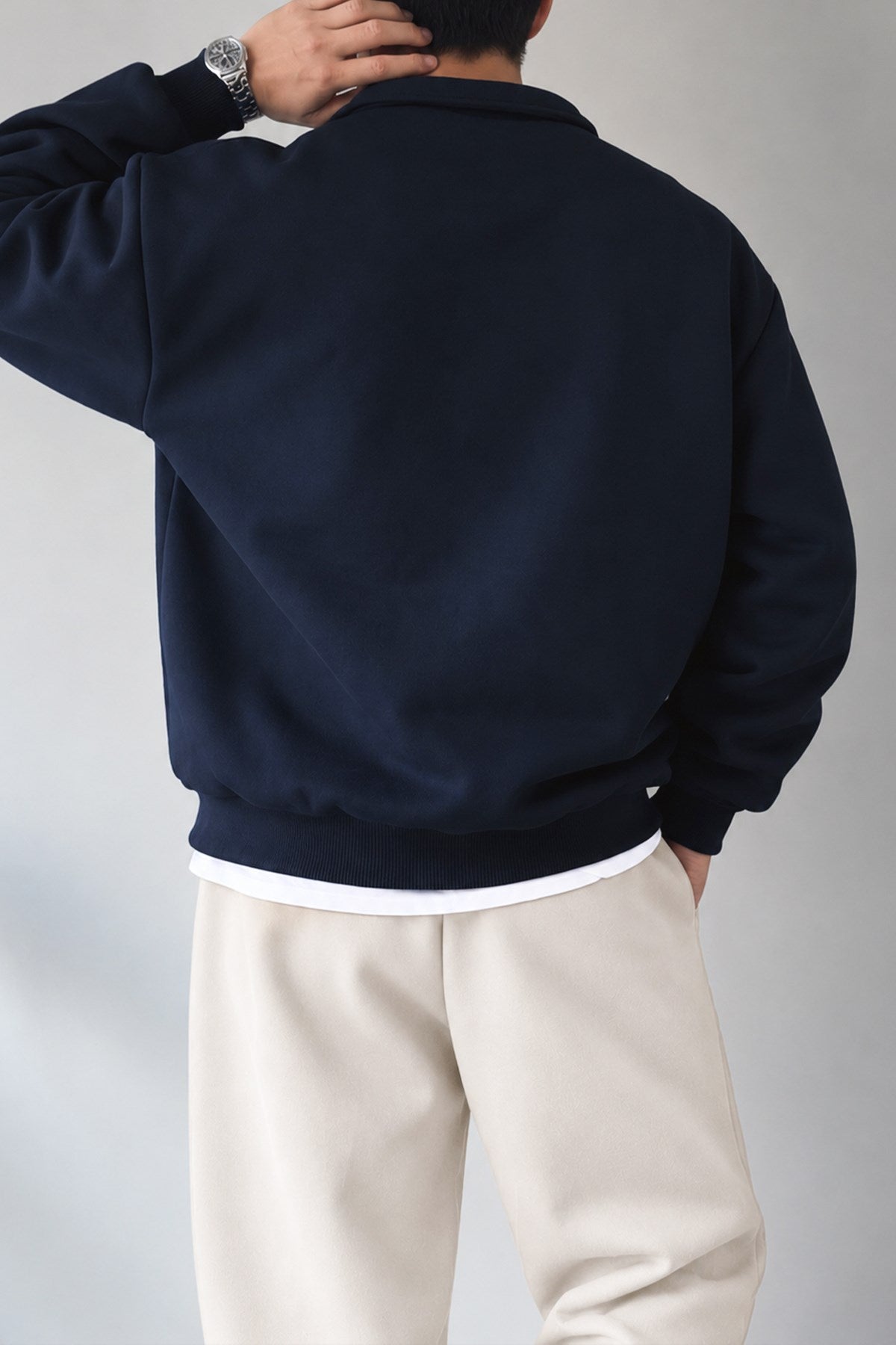 Half Zip Oversize Polo Neck Sweatshirt