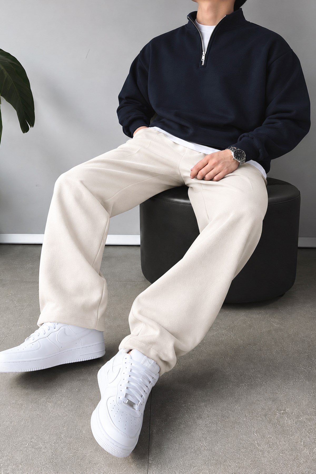 Half Zip Oversize Polo Neck Sweatshirt