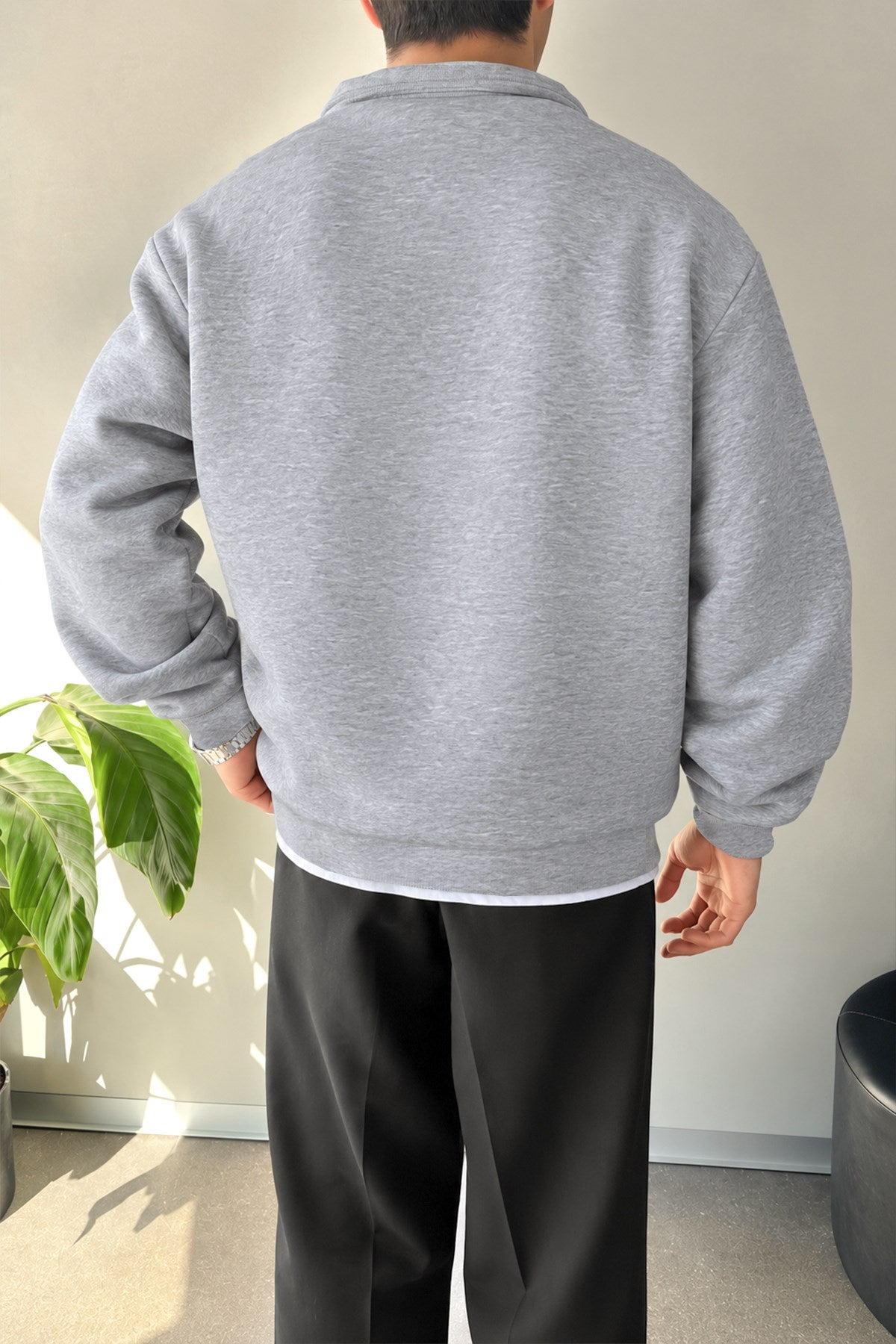 Half Zip Oversize Polo Neck Sweatshirt