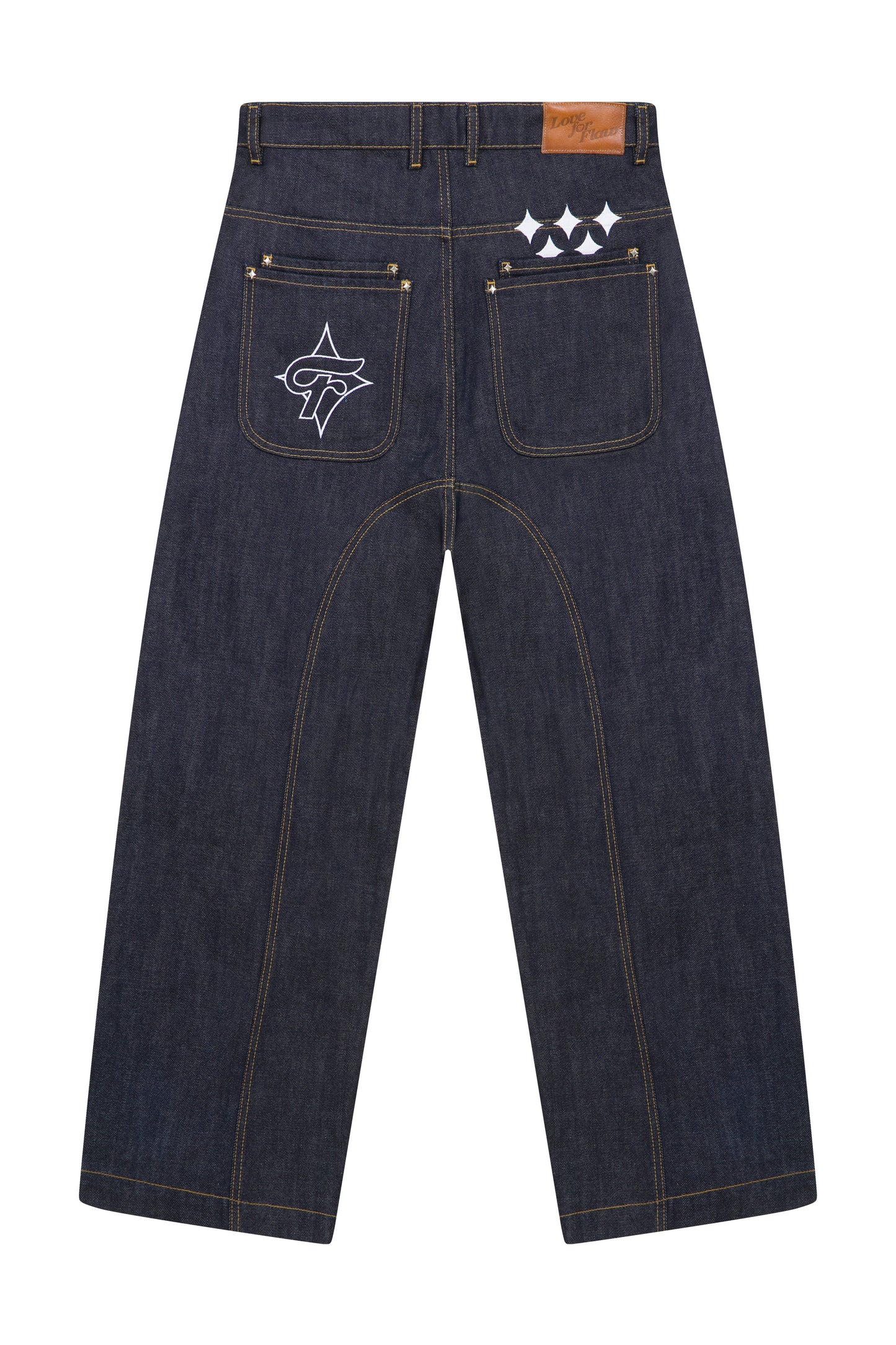 "LFF" EMBROIDERED BAGGY JEAN RAW