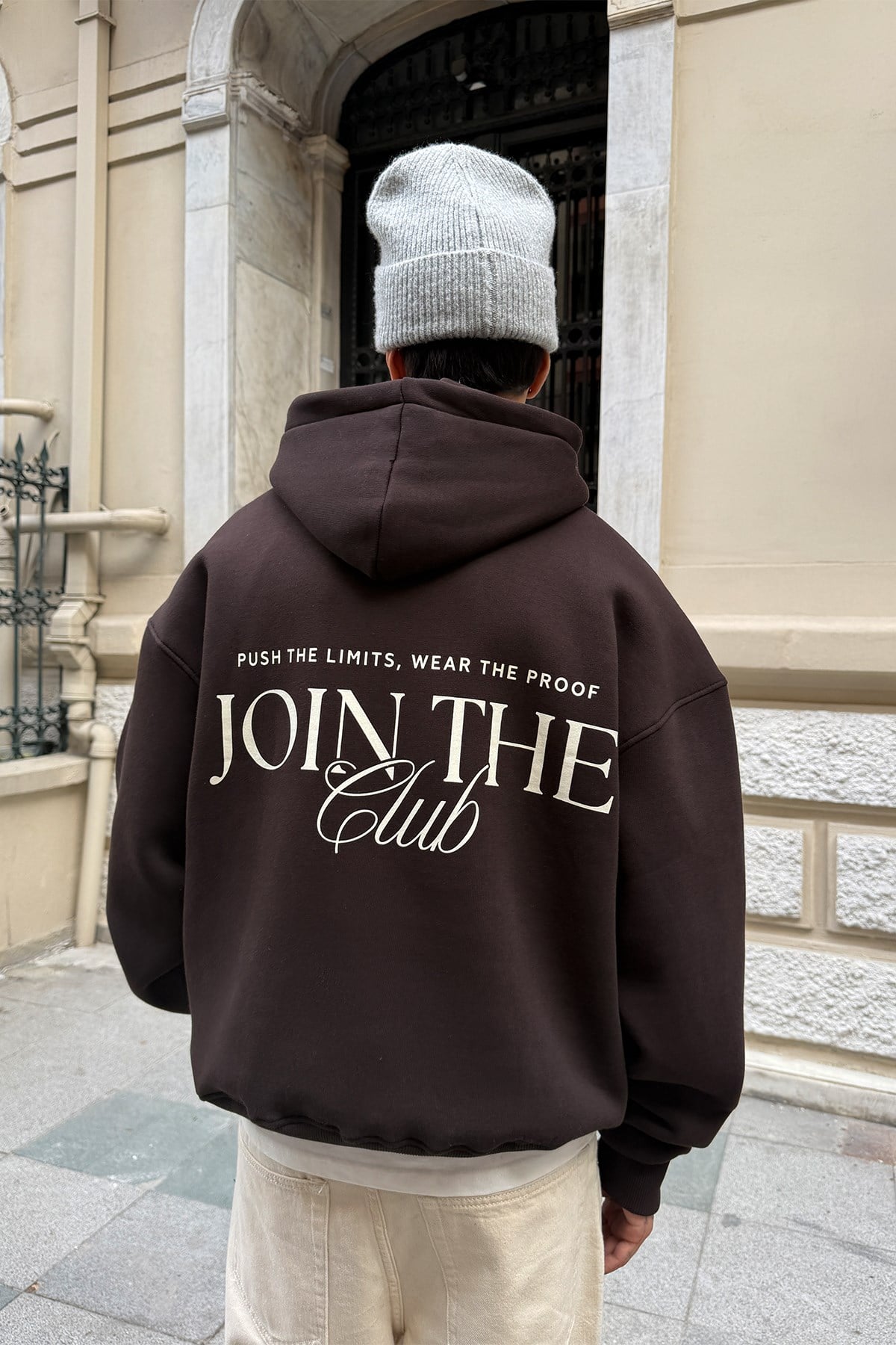 Dark Brown Printed Hoodie