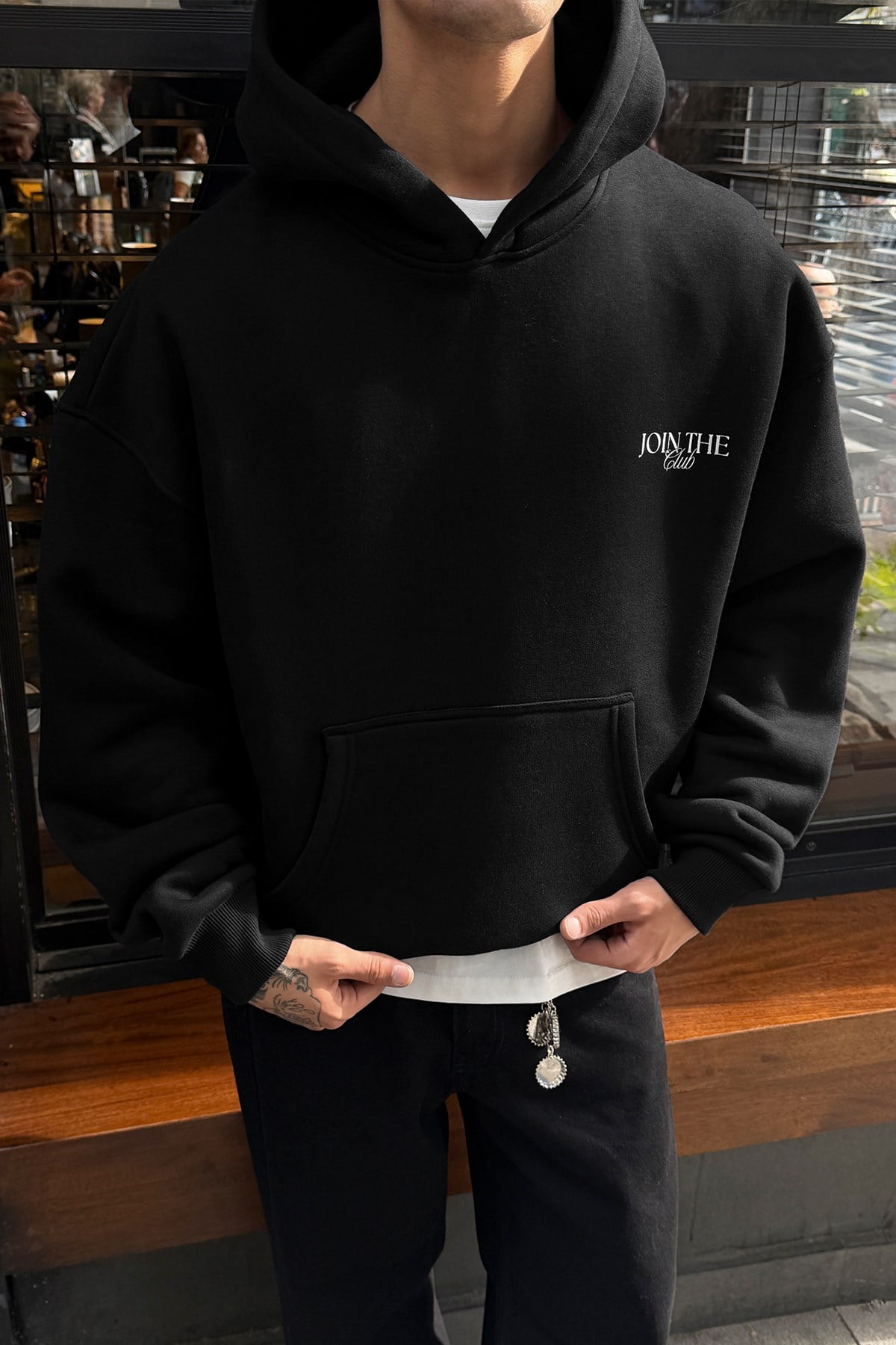 Black Printed Hoodie