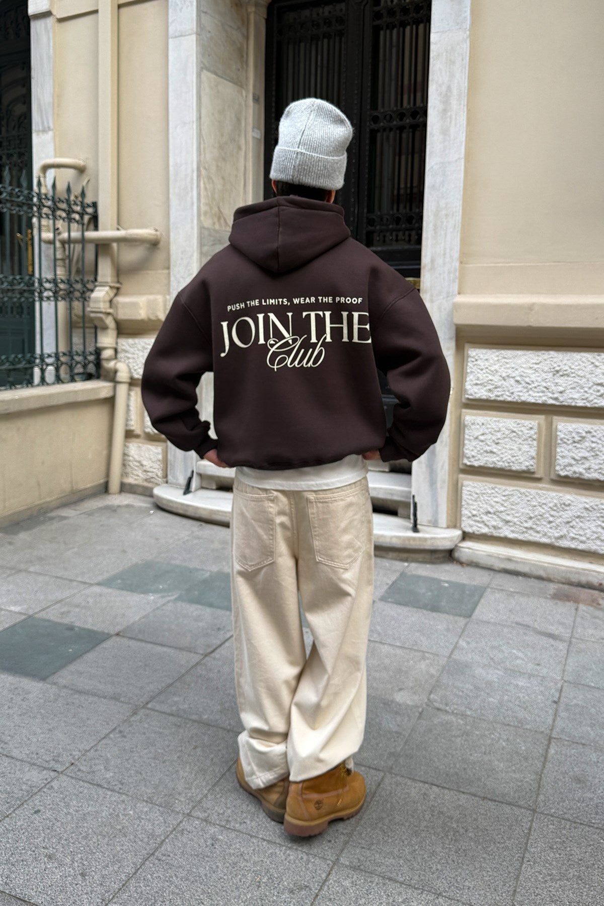 Dark Brown Printed Hoodie