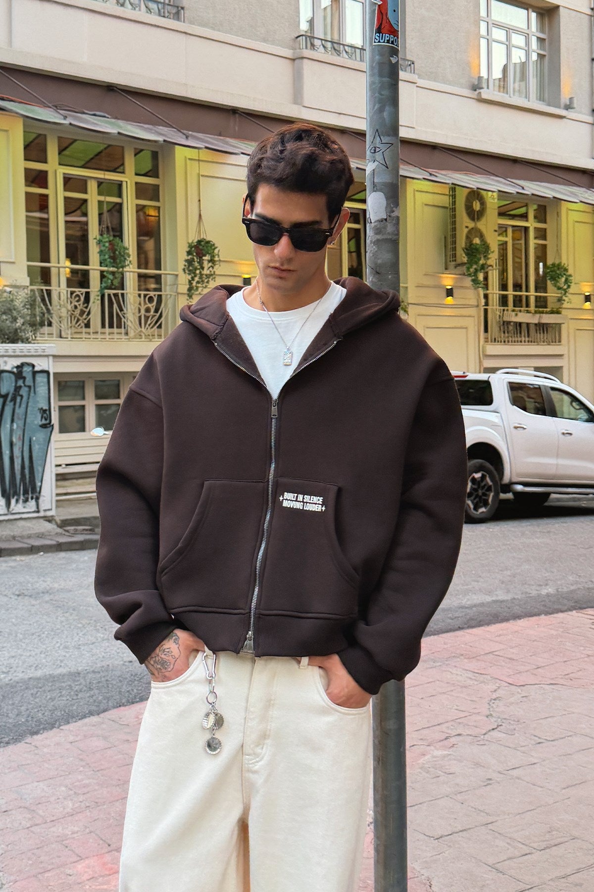 Cipher Brown Zip-Up Hoodie