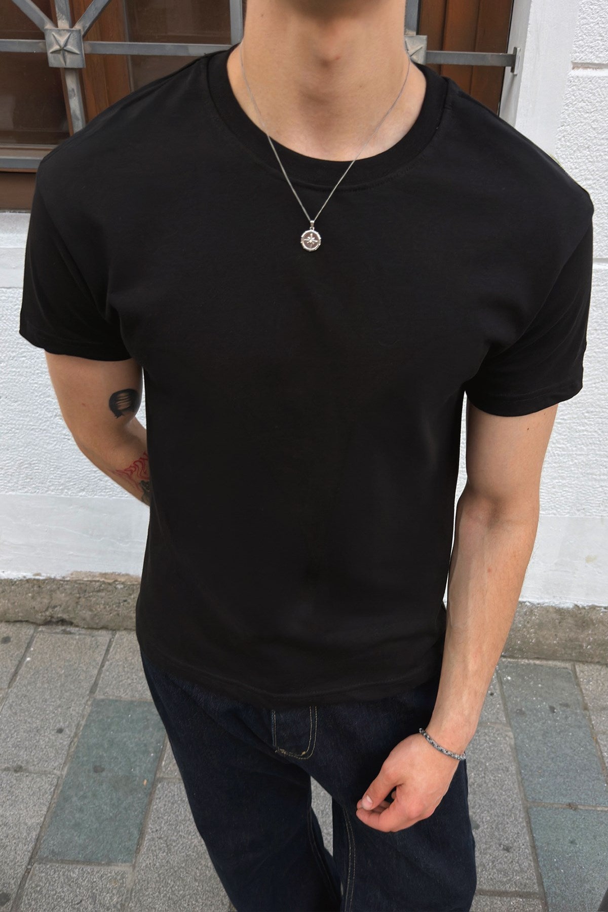 Baby Fit T-shirt with Embroidered Sleeves