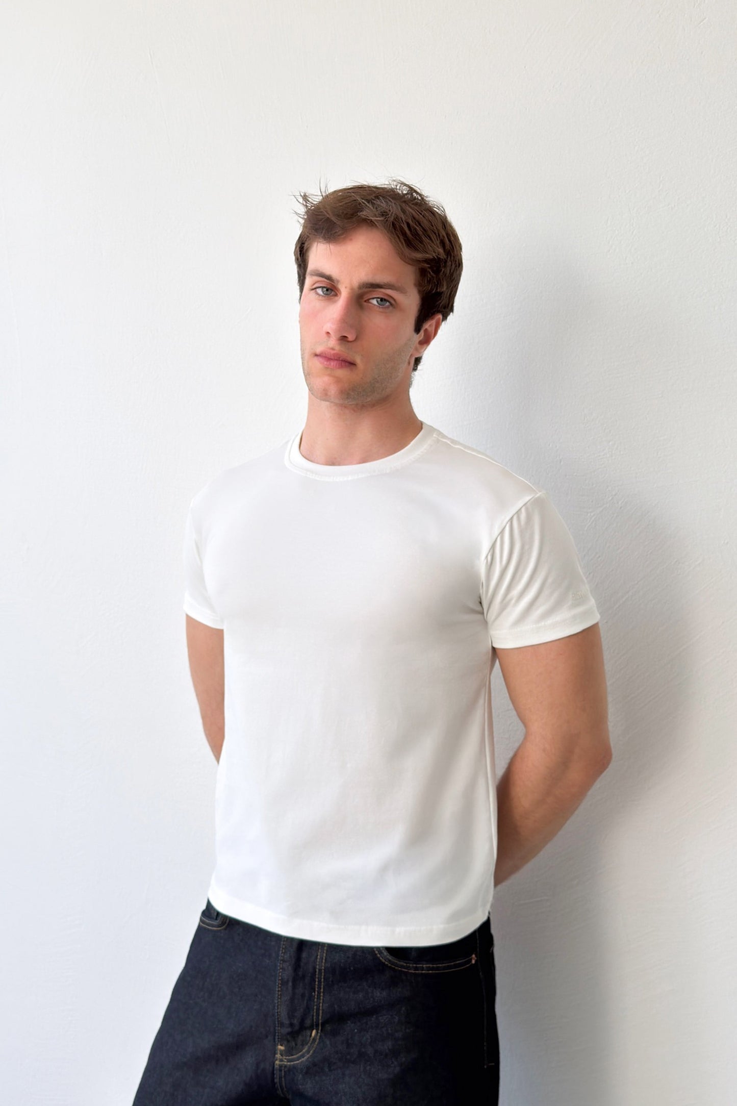 Baby Fit T-shirt with Embroidered Sleeves