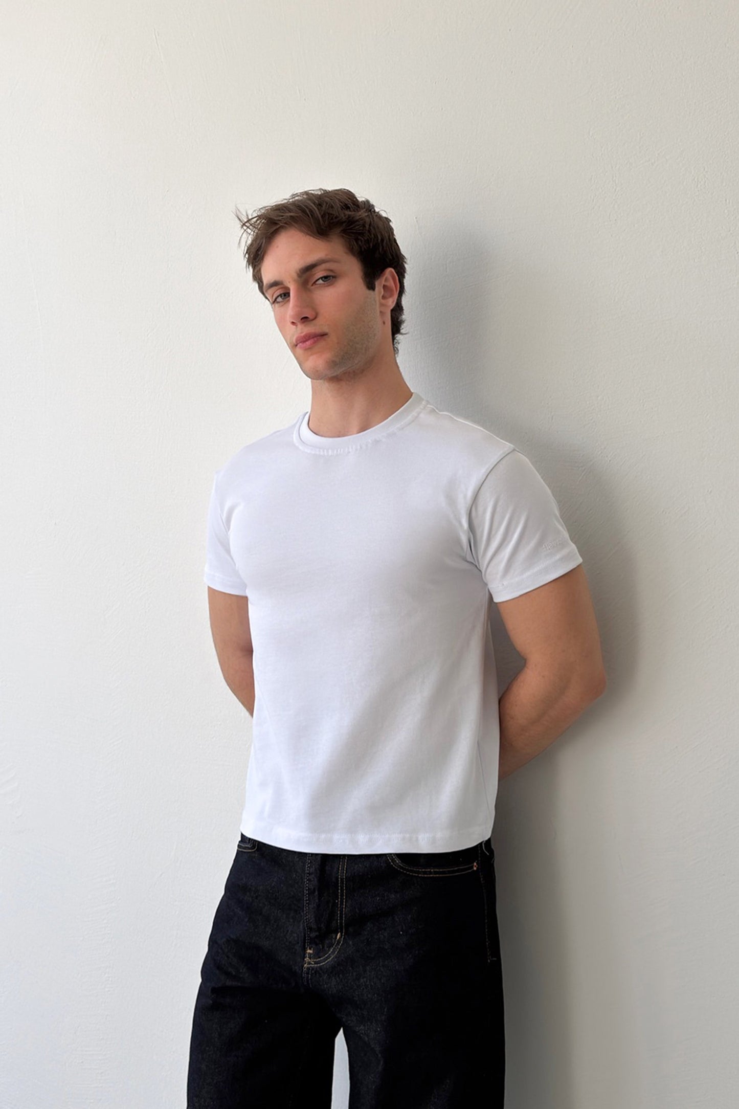 Baby Fit T-shirt with Embroidered Sleeves