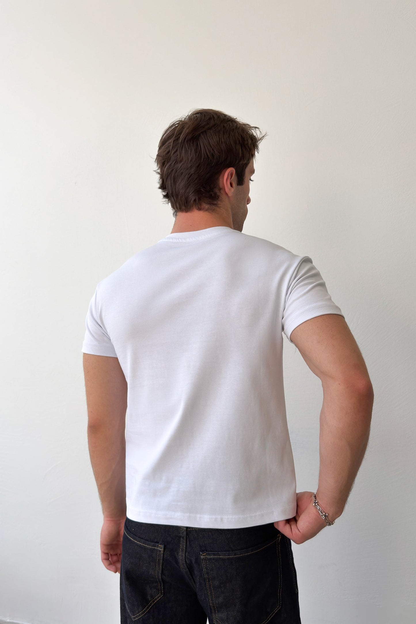 Baby Fit T-shirt with Embroidered Sleeves