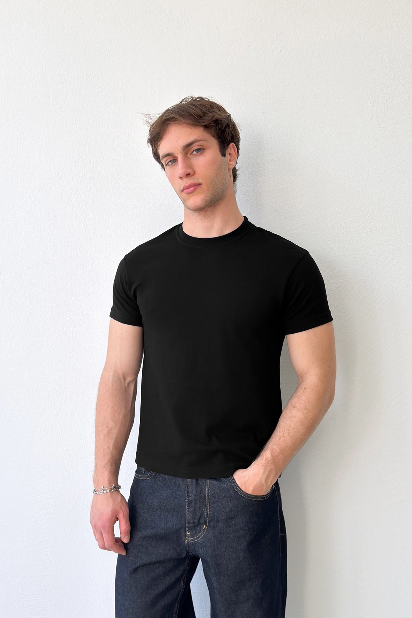 Baby Fit T-shirt with Embroidered Sleeves