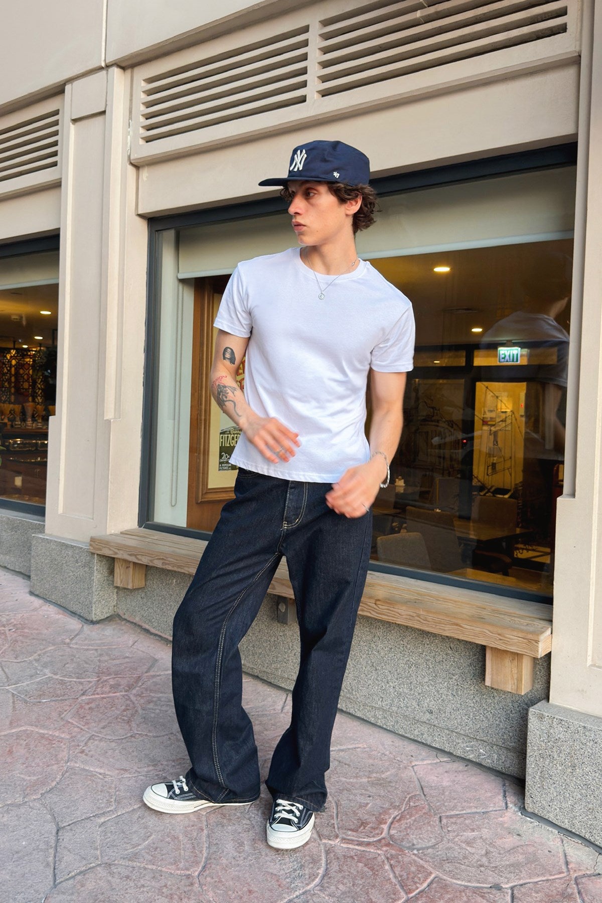 Baby Fit T-shirt with Embroidered Sleeves