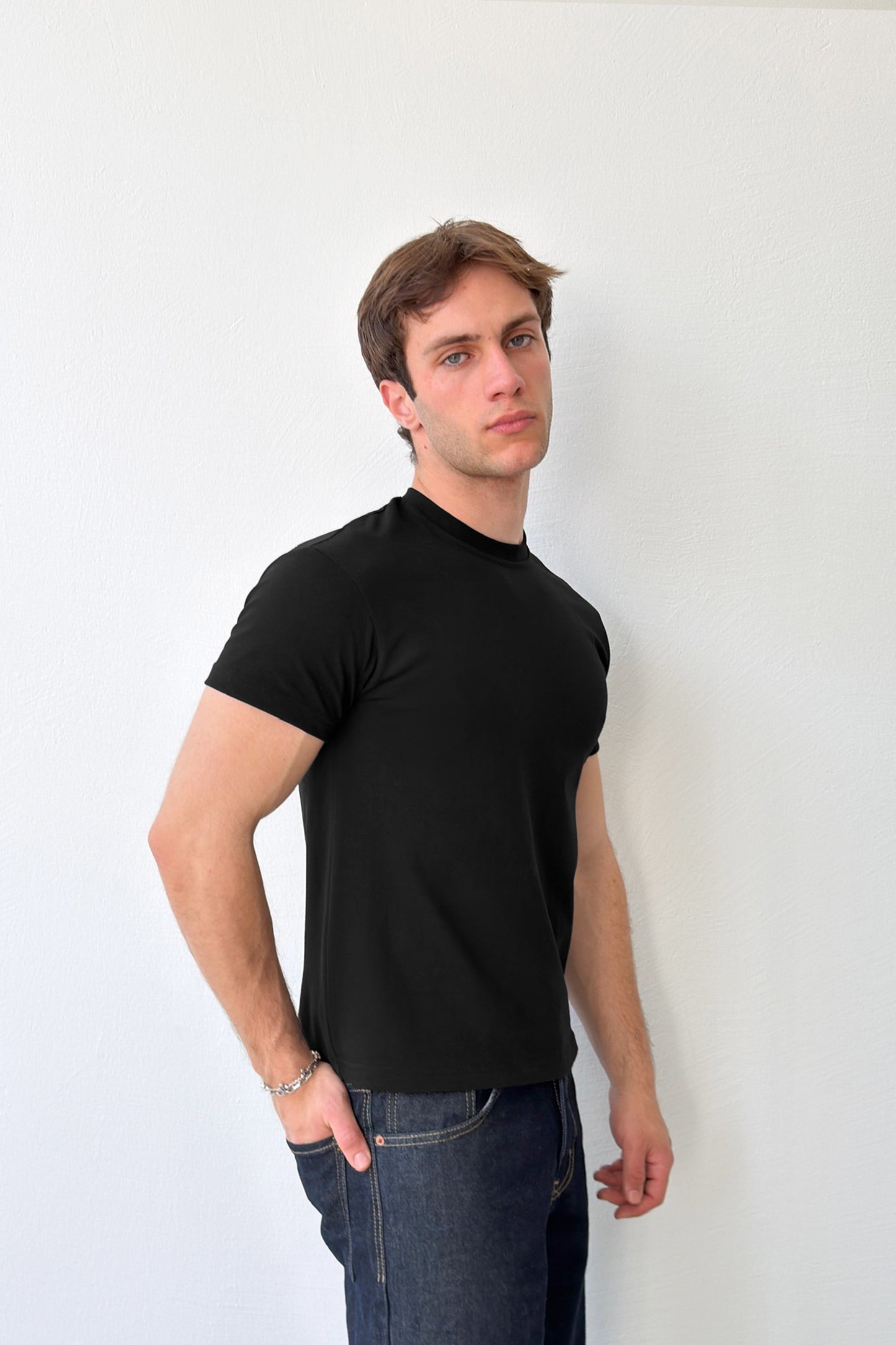 Baby Fit T-shirt with Embroidered Sleeves