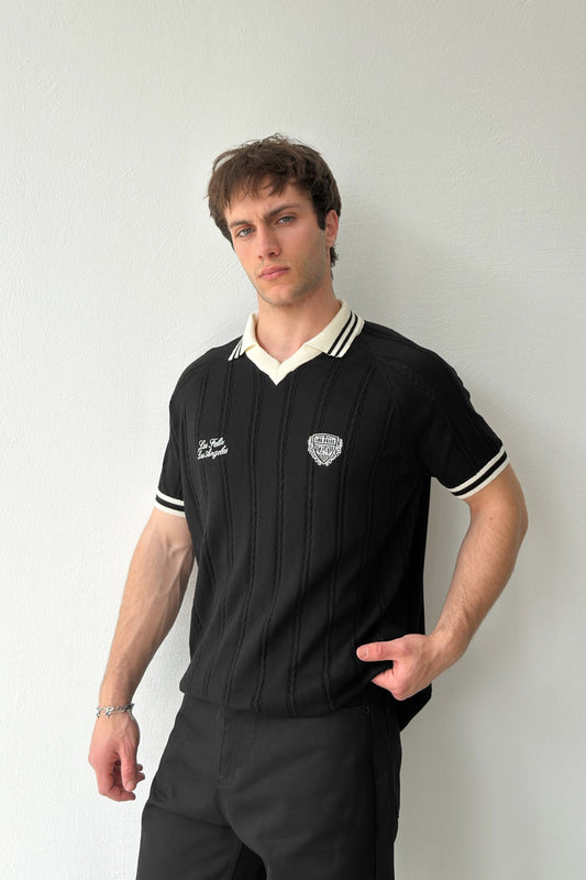 Los Feliz Embroidered Polo Collar Knit T-Shirt