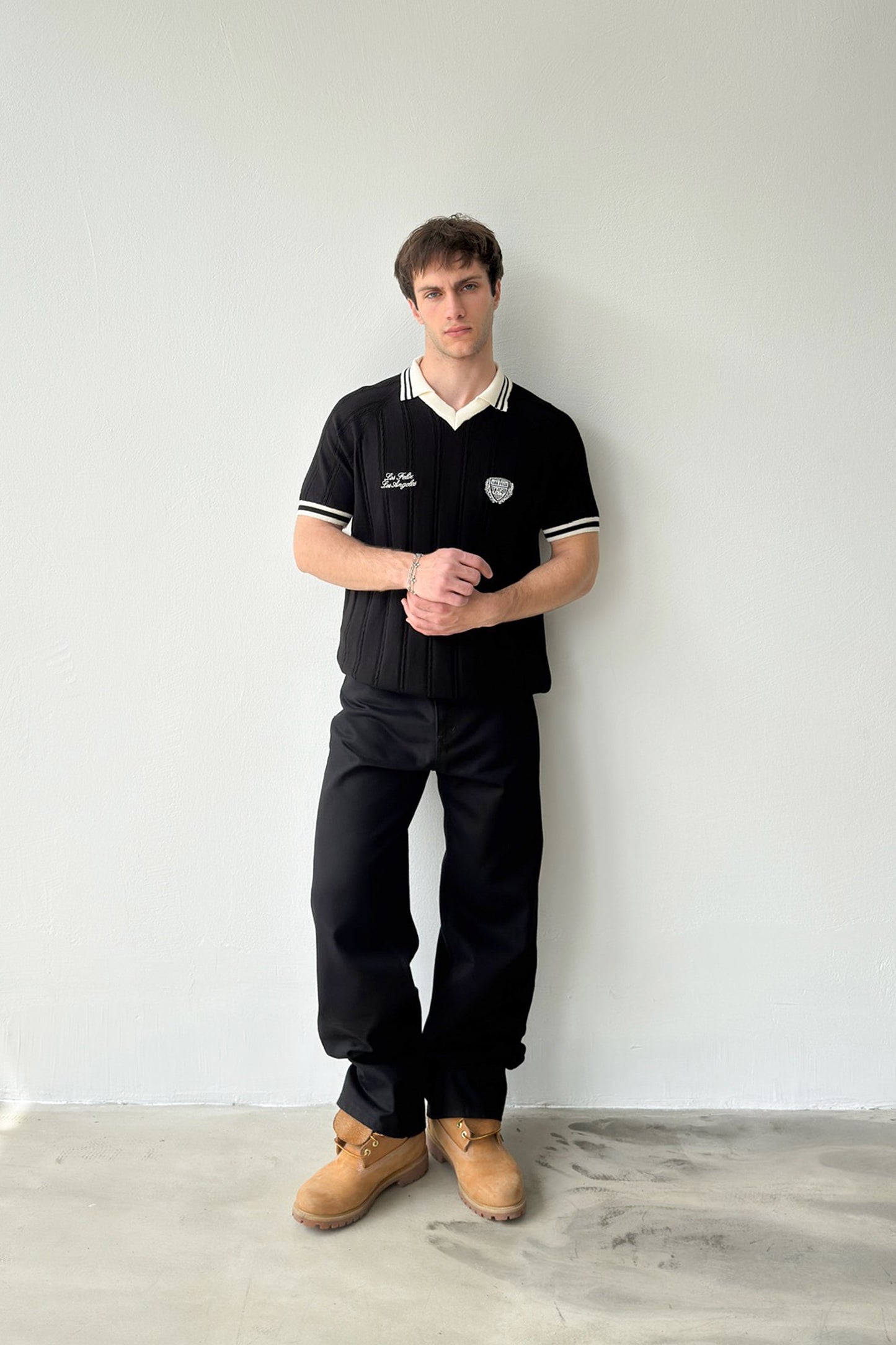 Los Feliz Embroidered Polo Collar Knit T-Shirt