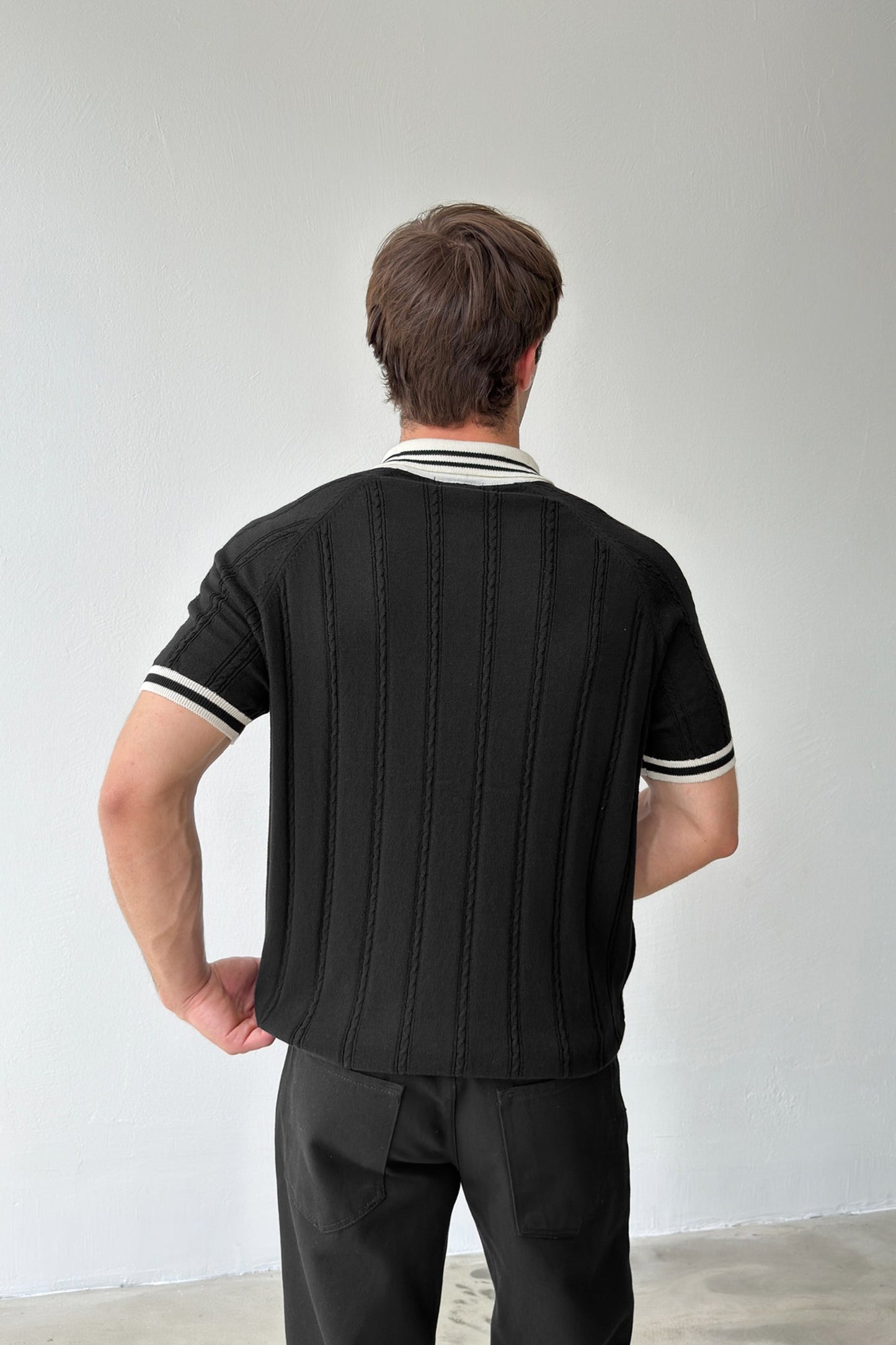 Los Feliz Embroidered Polo Collar Knit T-Shirt