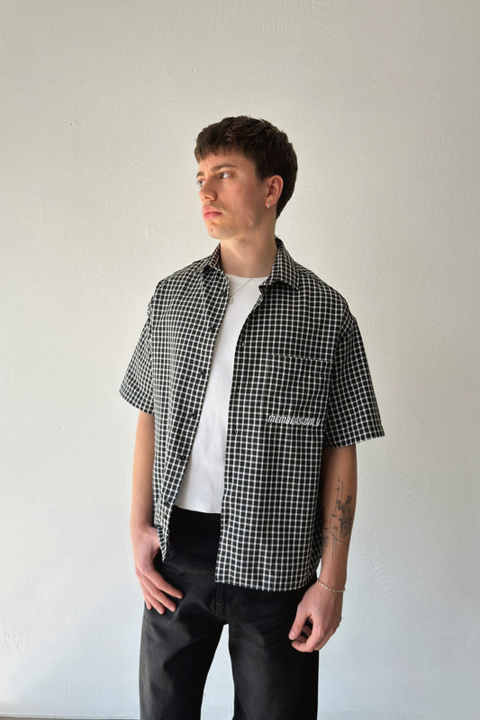 Members Embroidered Plaid Short Sleeve Poplin Shirt
