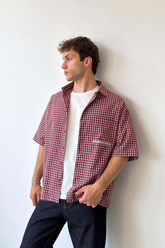 Members Embroidered Plaid Short Sleeve Poplin Shirt