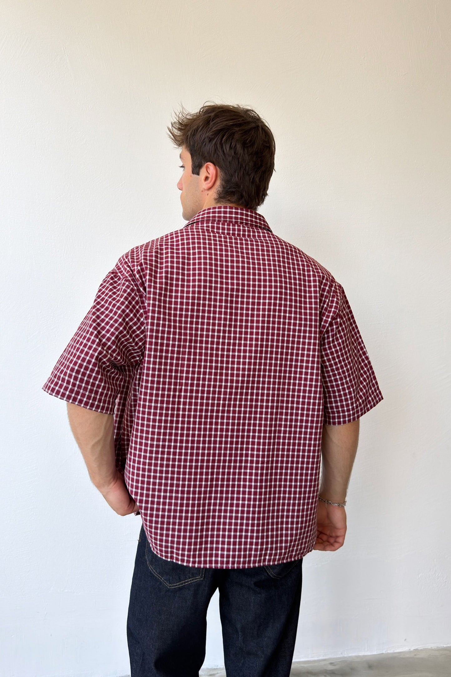 Members Embroidered Plaid Short Sleeve Poplin Shirt