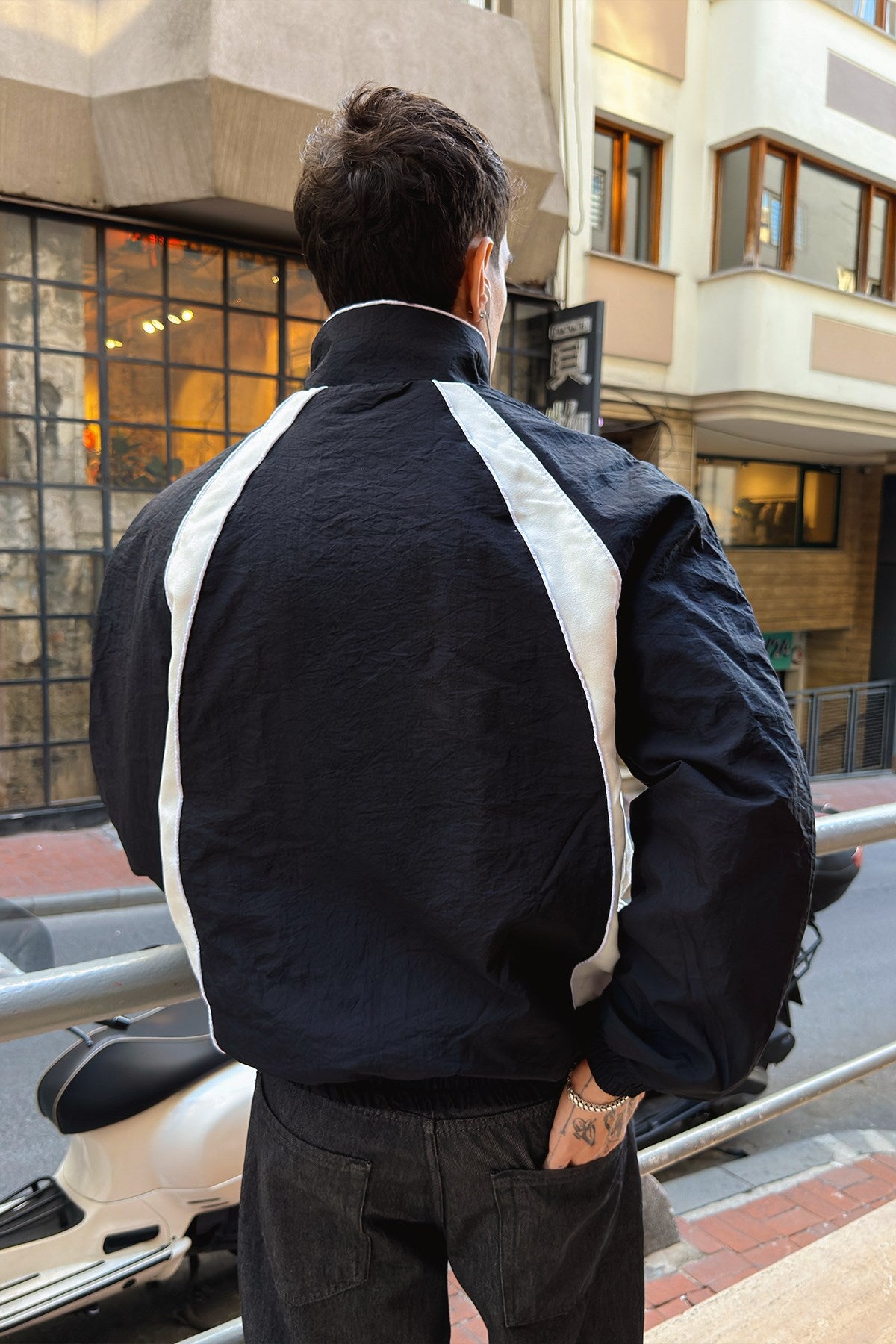 Piped Shadow Black-Ecru Blue Jacket