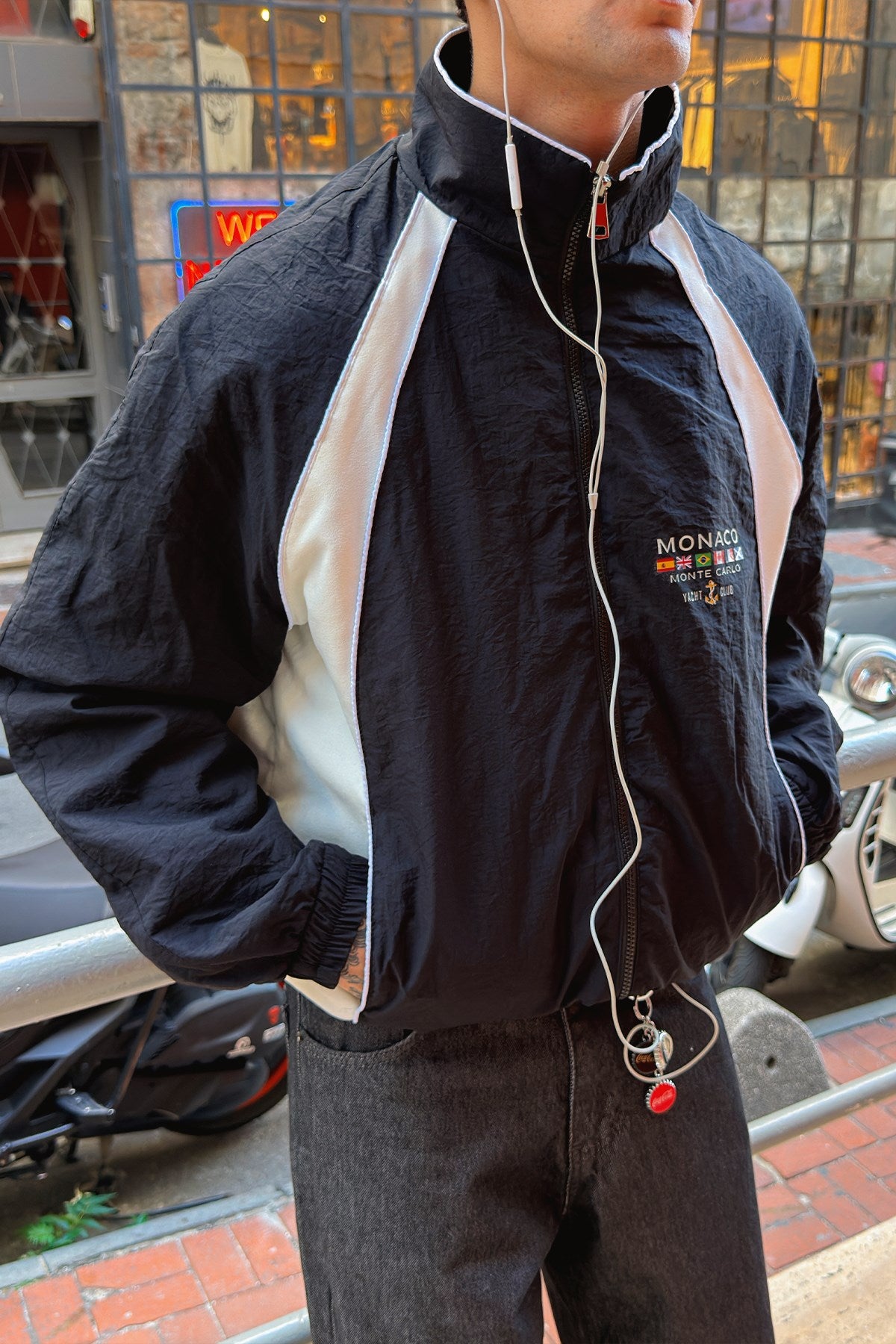 Piped Shadow Black-Ecru Blue Jacket
