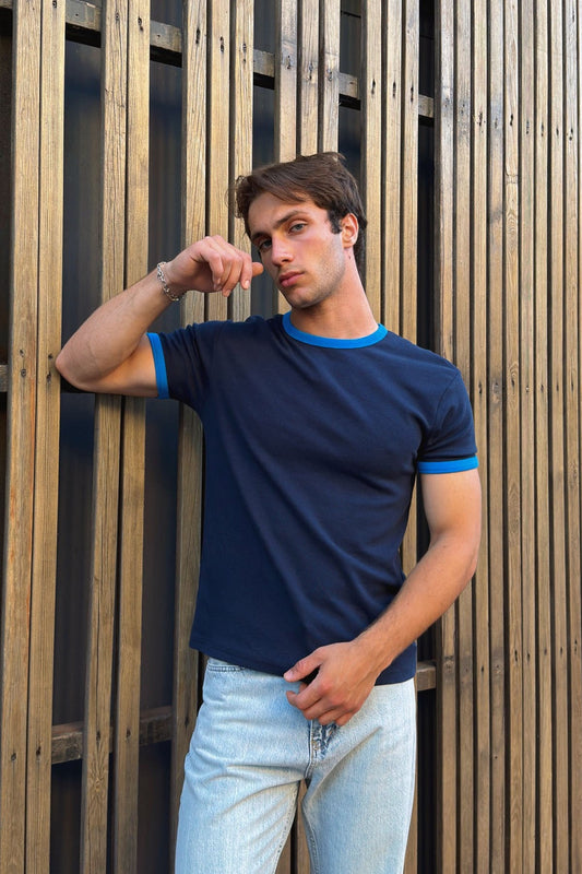 Navy Blue - Blue Ringer Tee