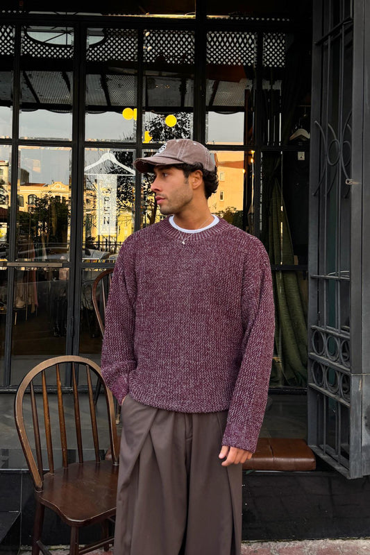 Knitted Sweater Pattern, Burgundy