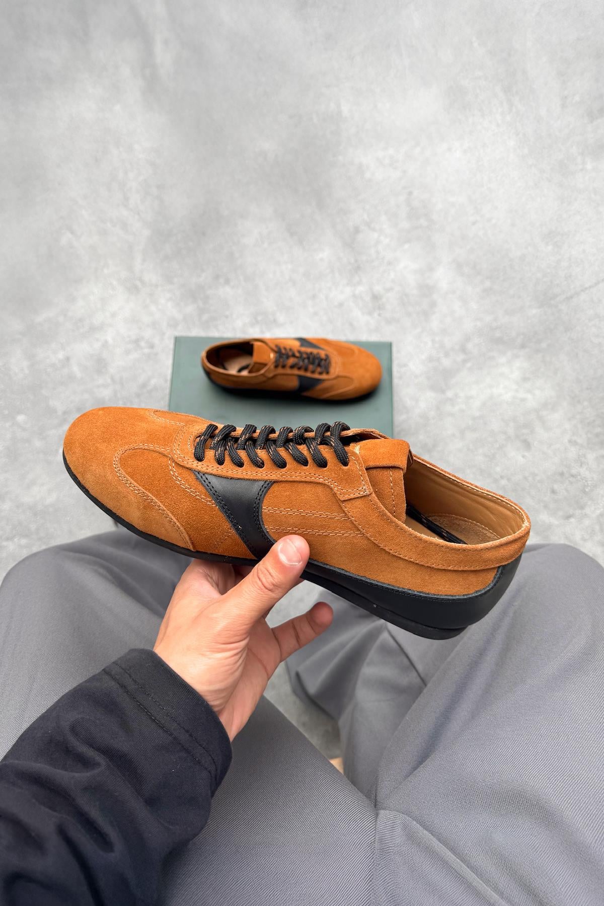 Patchwork Suede Shoes Camel