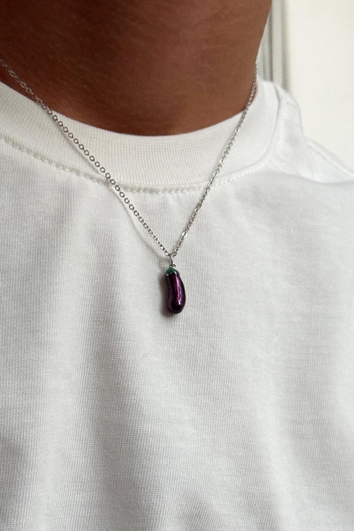 Eggplant Necklace Silver