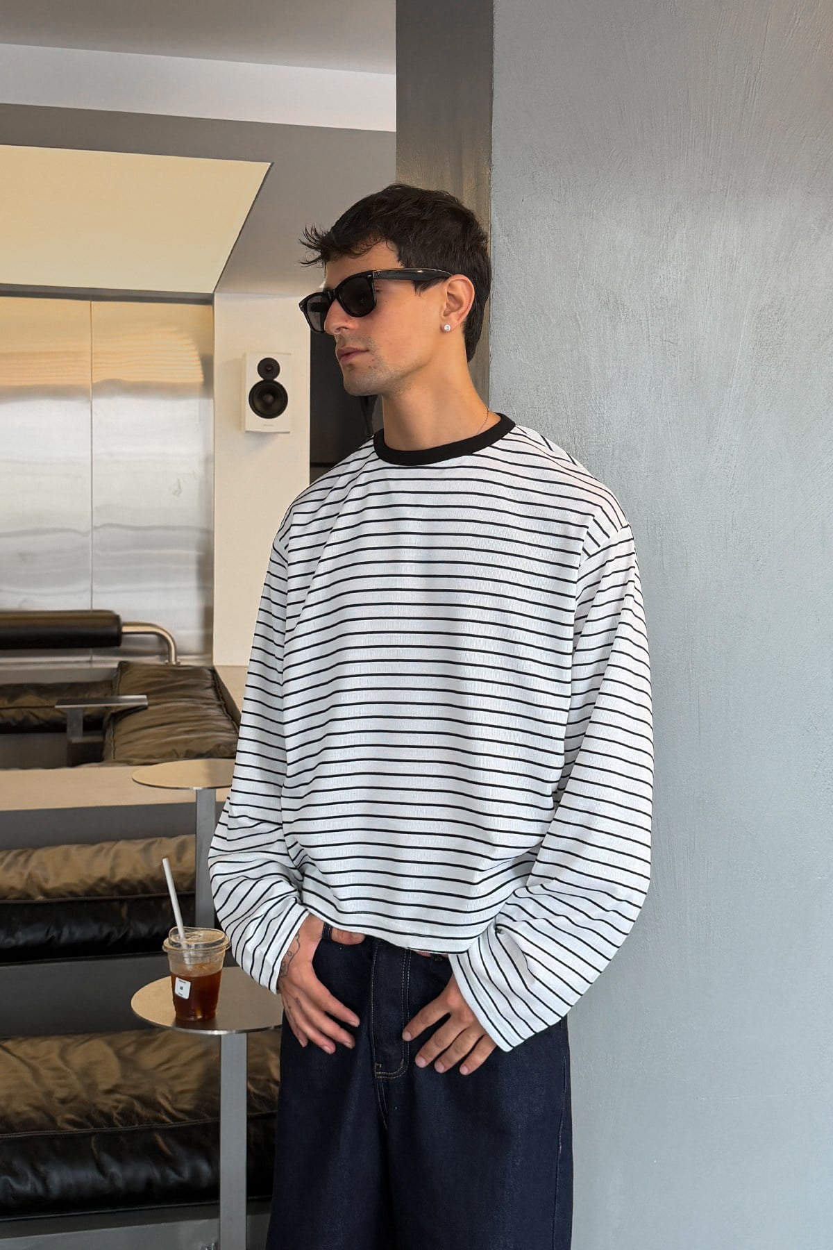 Pier White Boxy Fit Stripe Tee