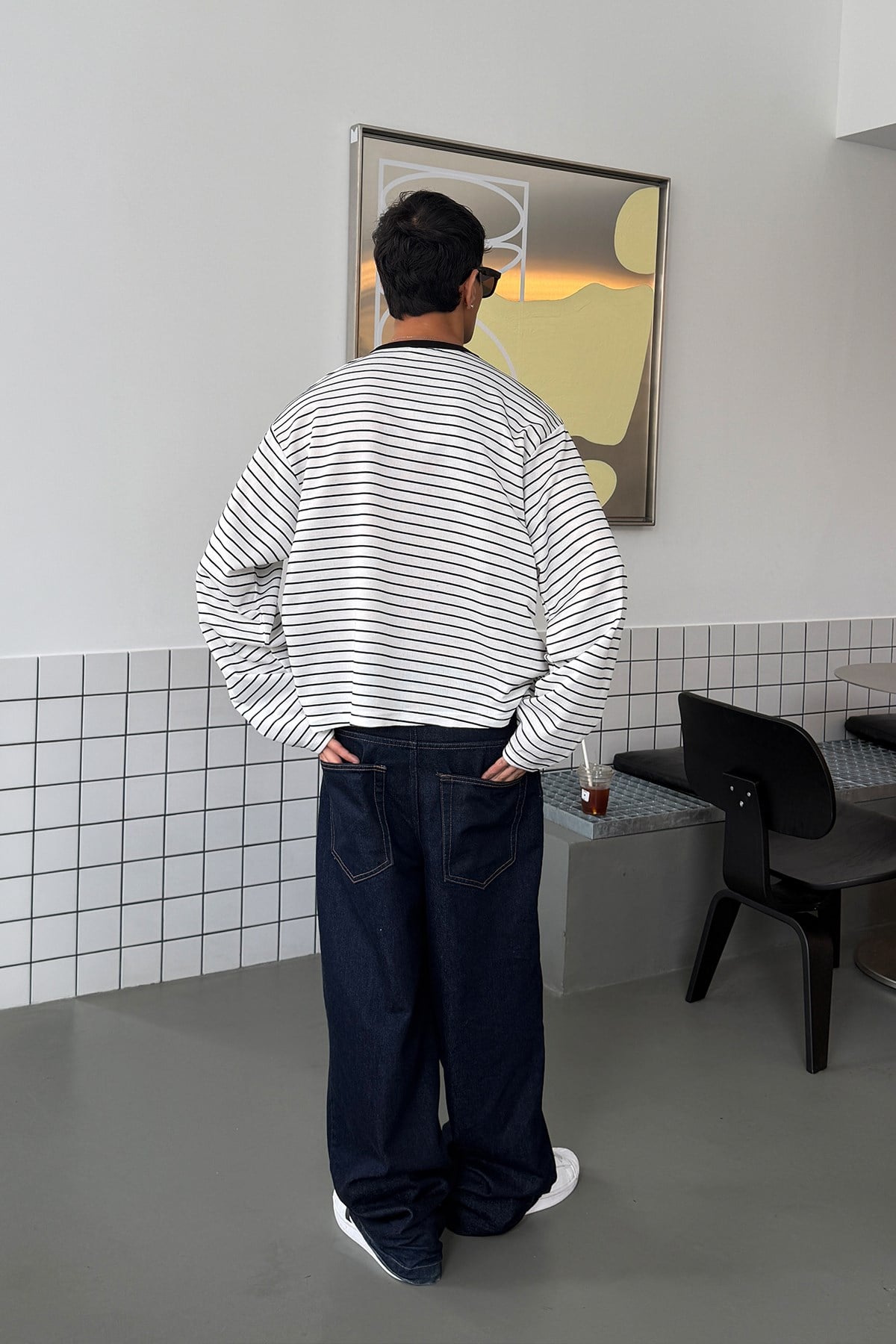 Pier White Boxy Fit Stripe Tee