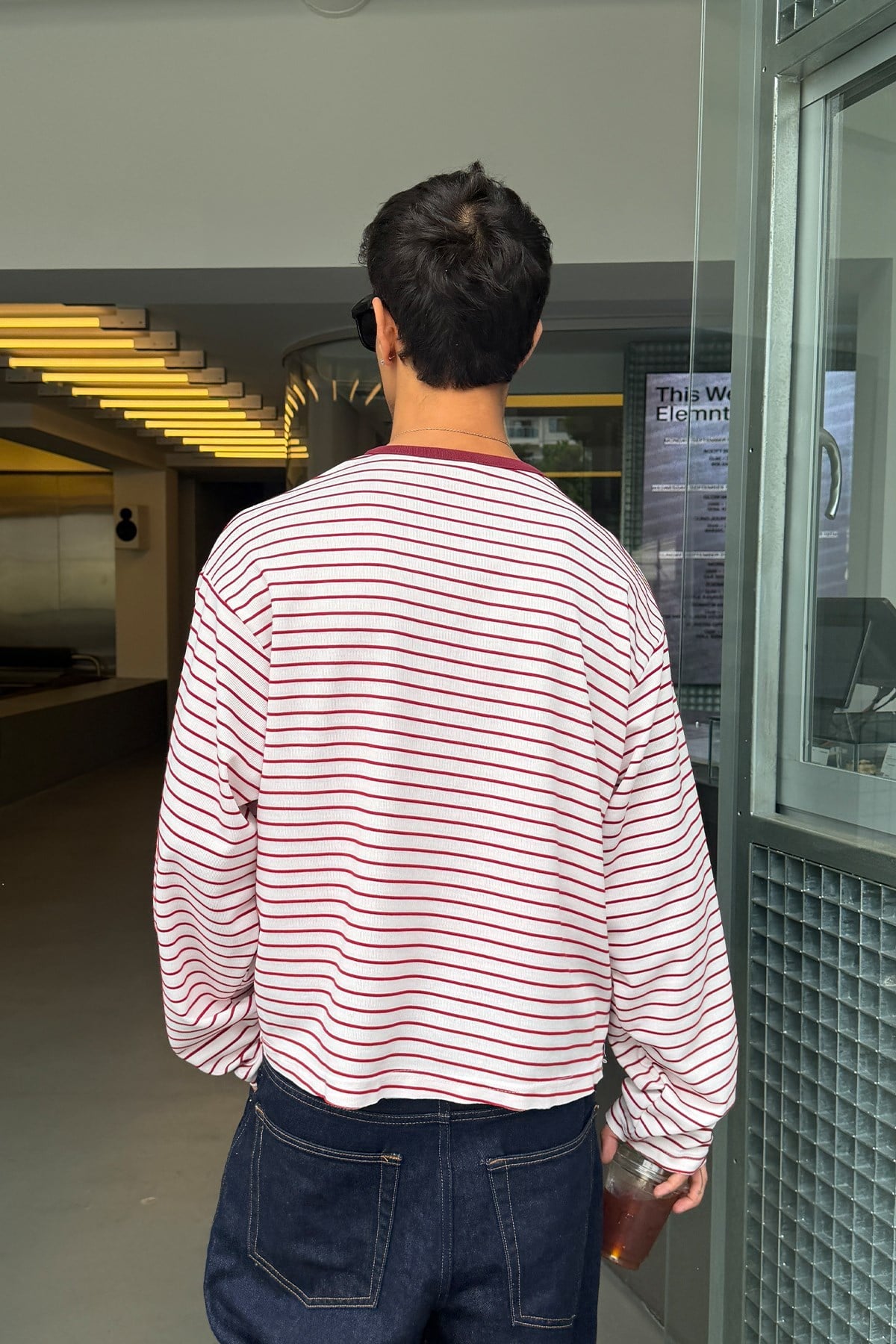 Pier Red Boxy Fit Stripe Tee