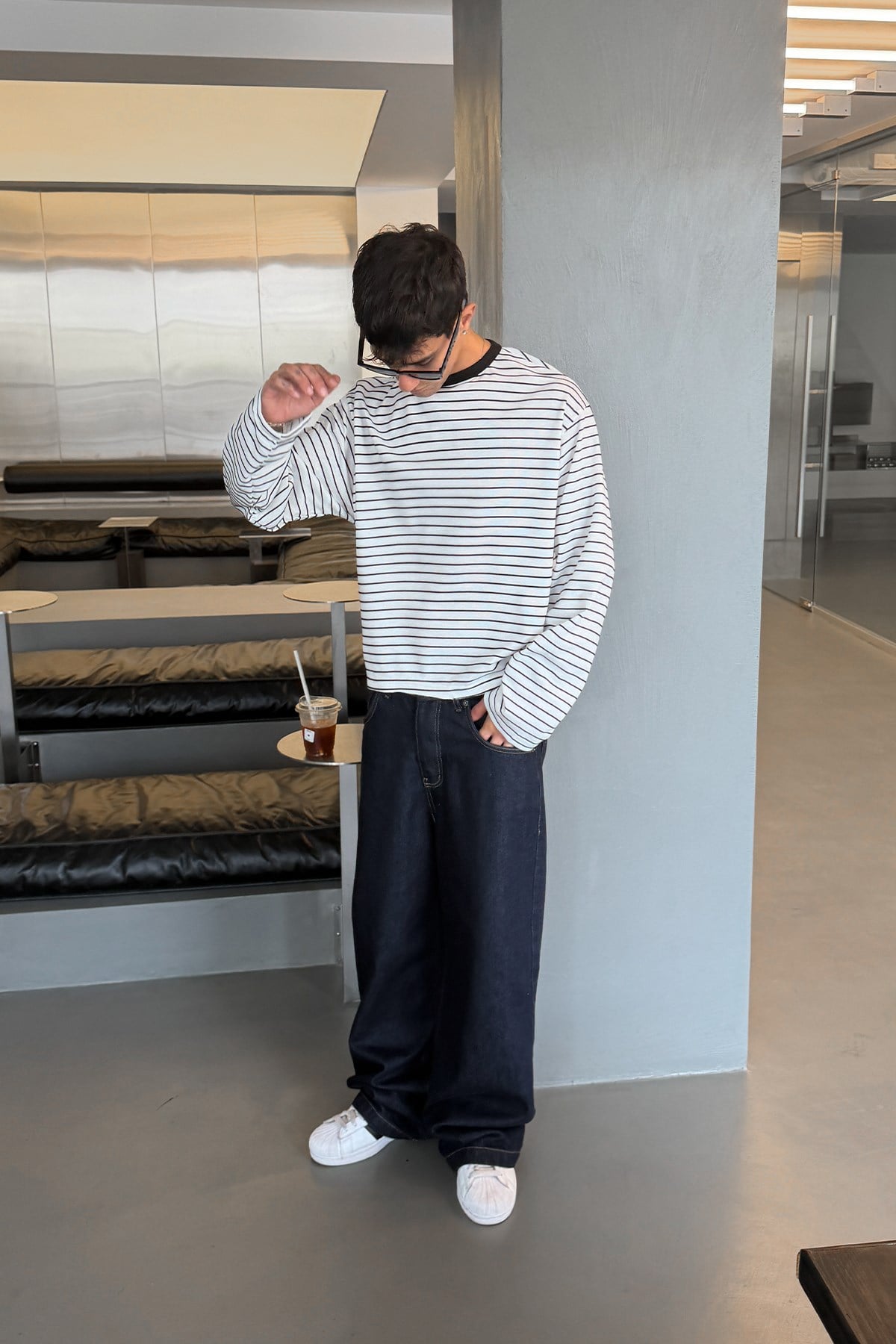 Pier White Boxy Fit Stripe Tee