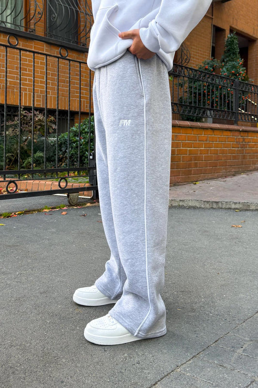 PM Embroidered and Trimmed Sweatpants Grey Melange