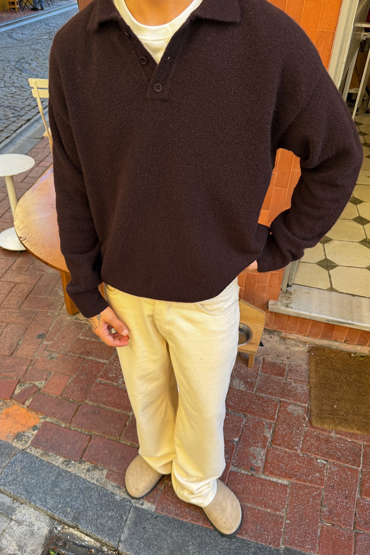 Dark Brown Polo-Neck Knit