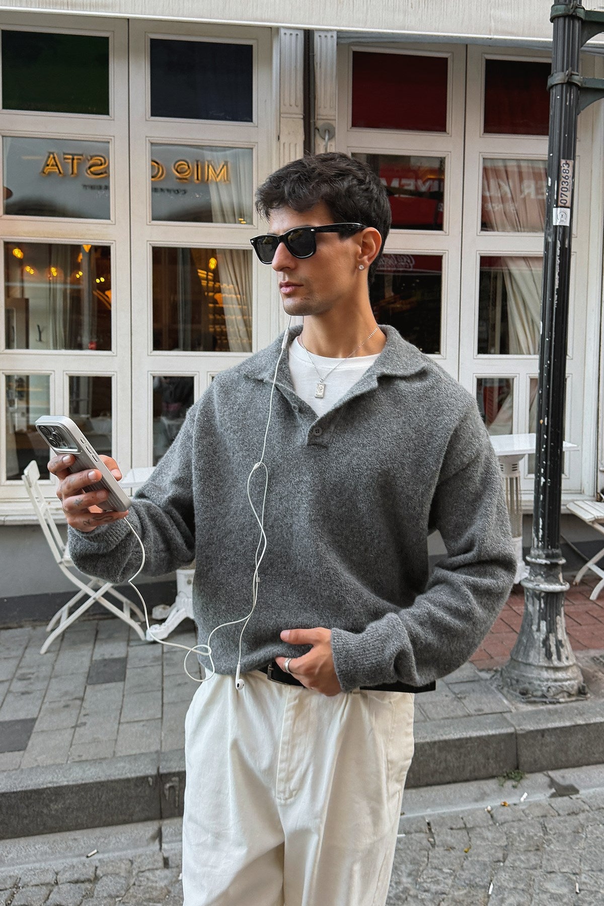 Dark Grey Polo-Neck Knit