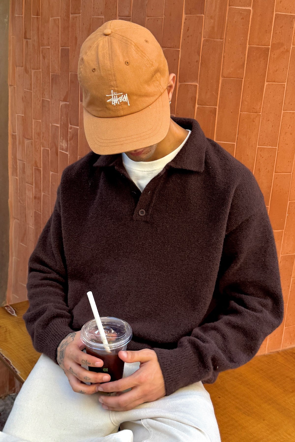 Dark Brown Polo-Neck Knit