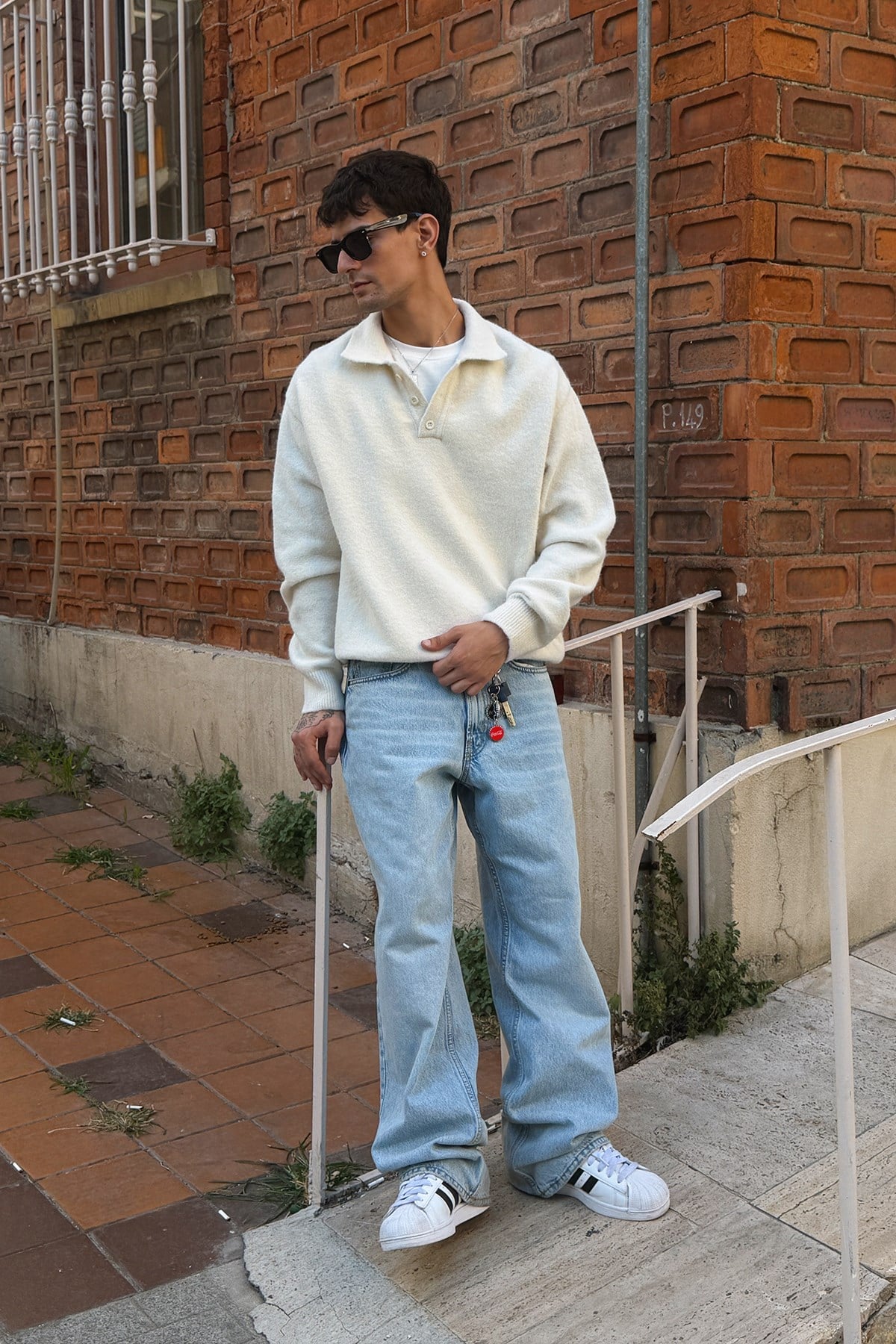 Ecru Polo-Neck Knit