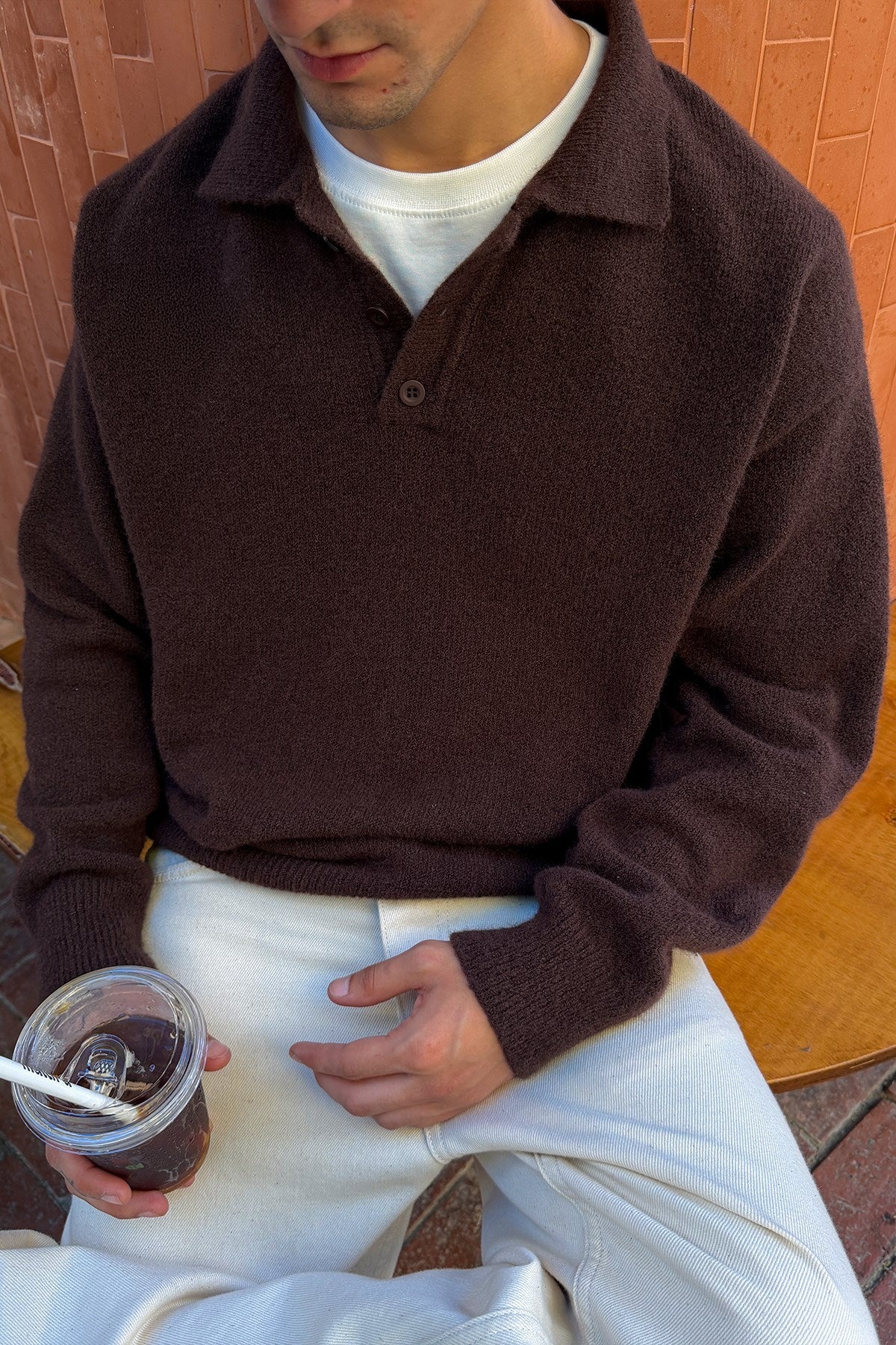 Dark Brown Polo-Neck Knit