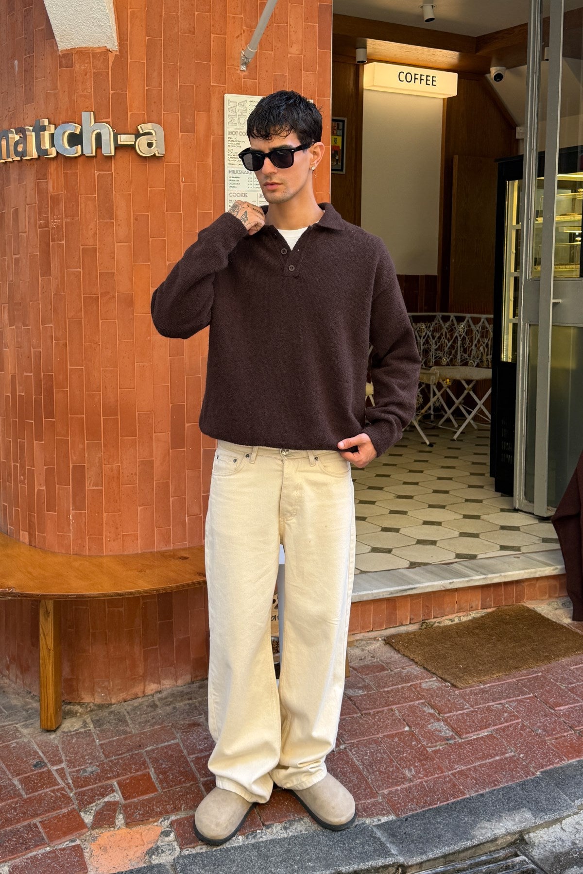 Dark Brown Polo-Neck Knit