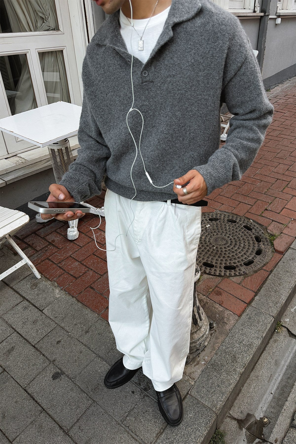 Dark Grey Polo-Neck Knit