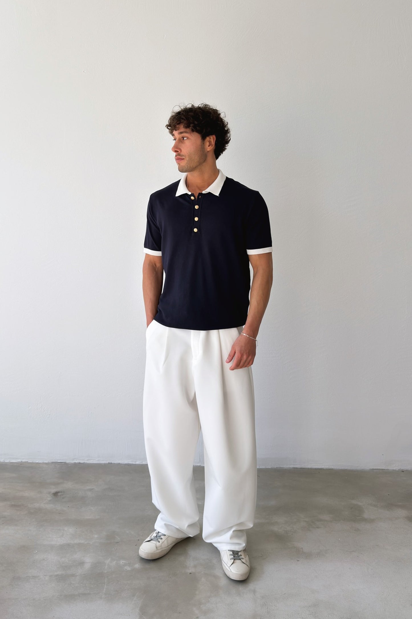 Polo Collar Knit T-shirt
