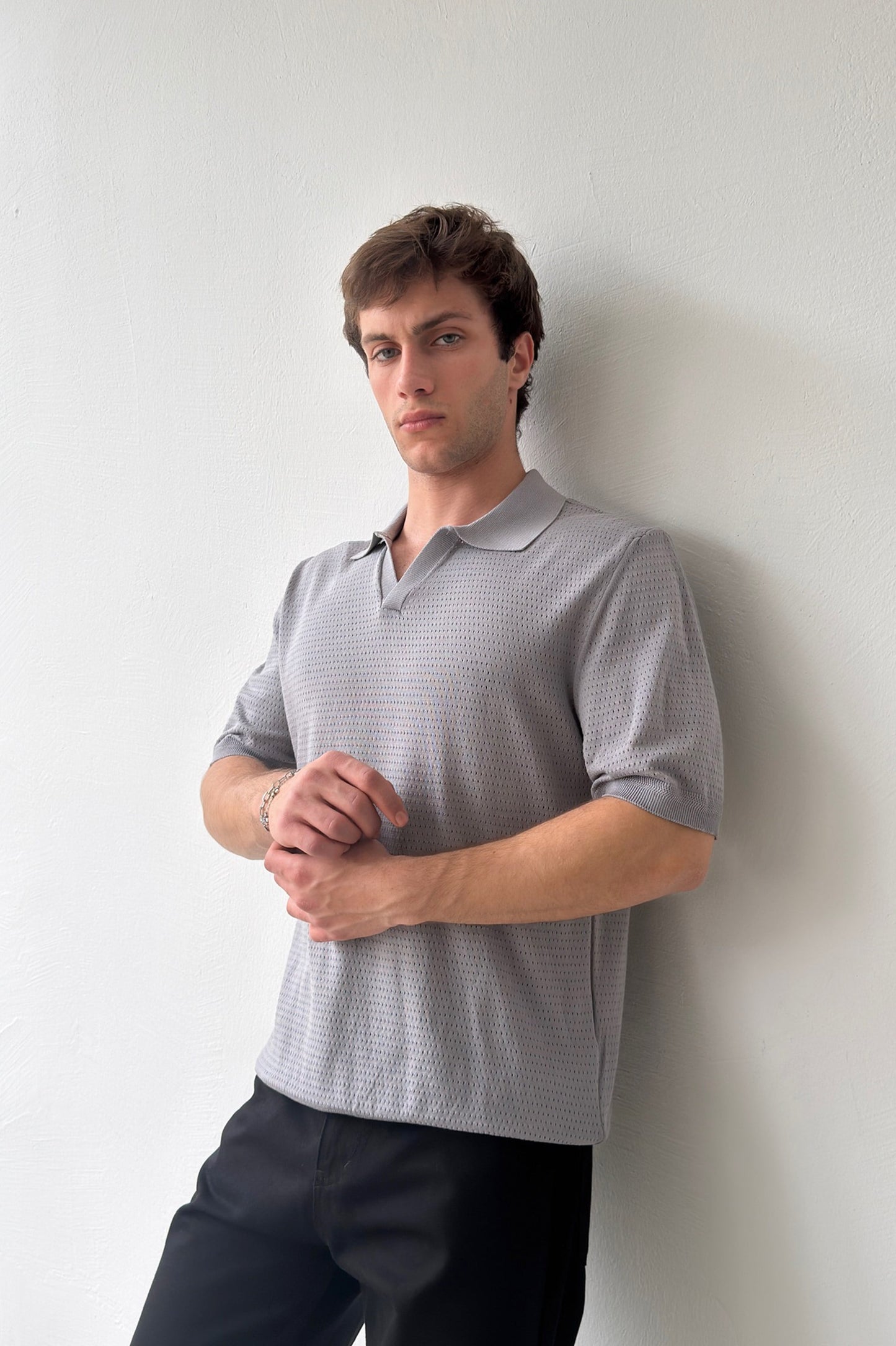 Polo Collar Knit T-shirt