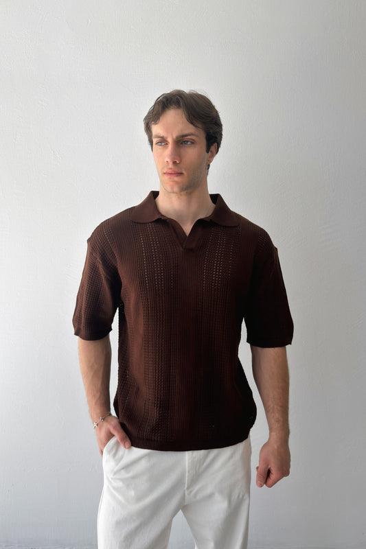 Polo Collar Knit T-shirt