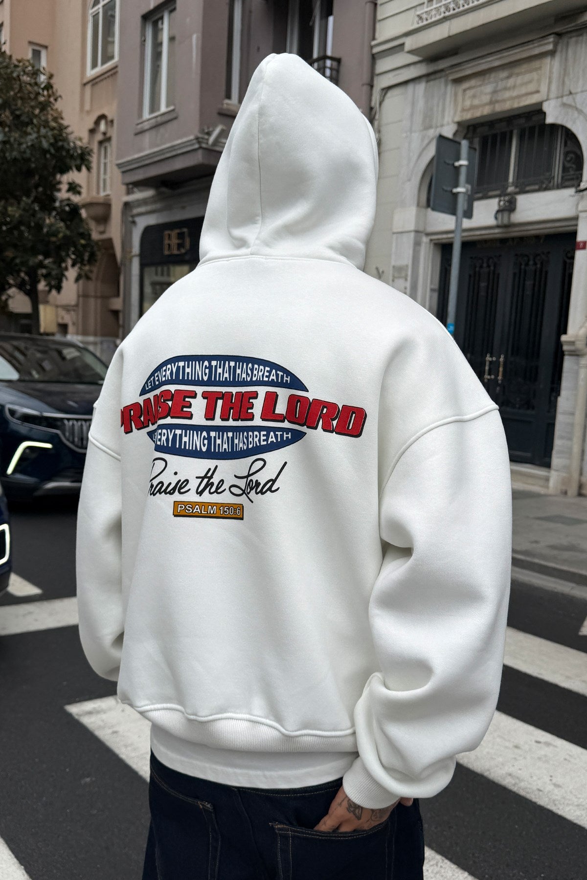 Ecru Printed Hoodie