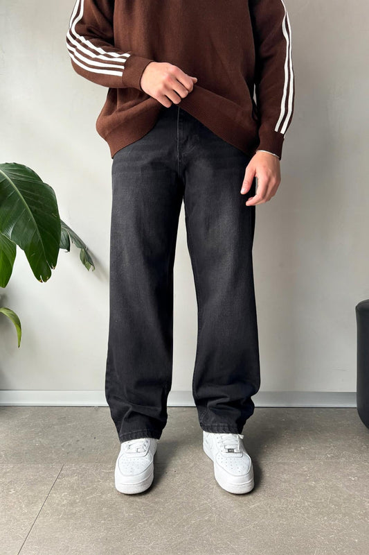 Premium Wash Baggy Jeans Black