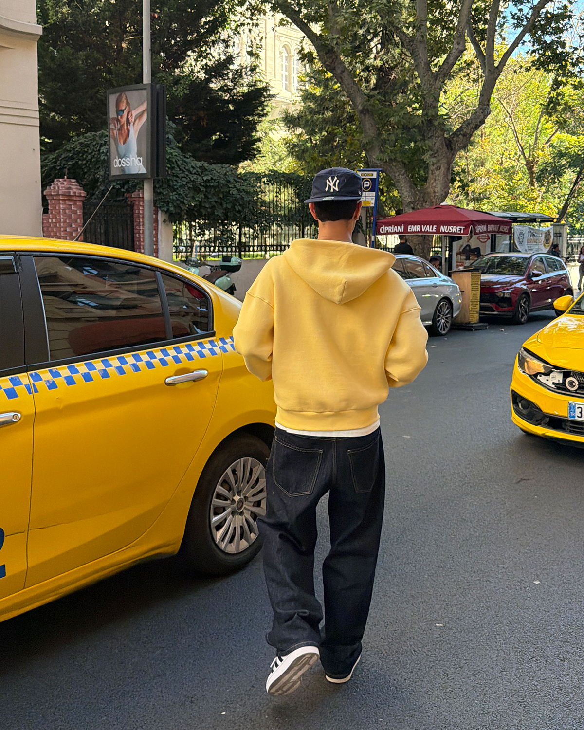 Puffer Butter Yellow Boxy Fit Zippered Hoodie