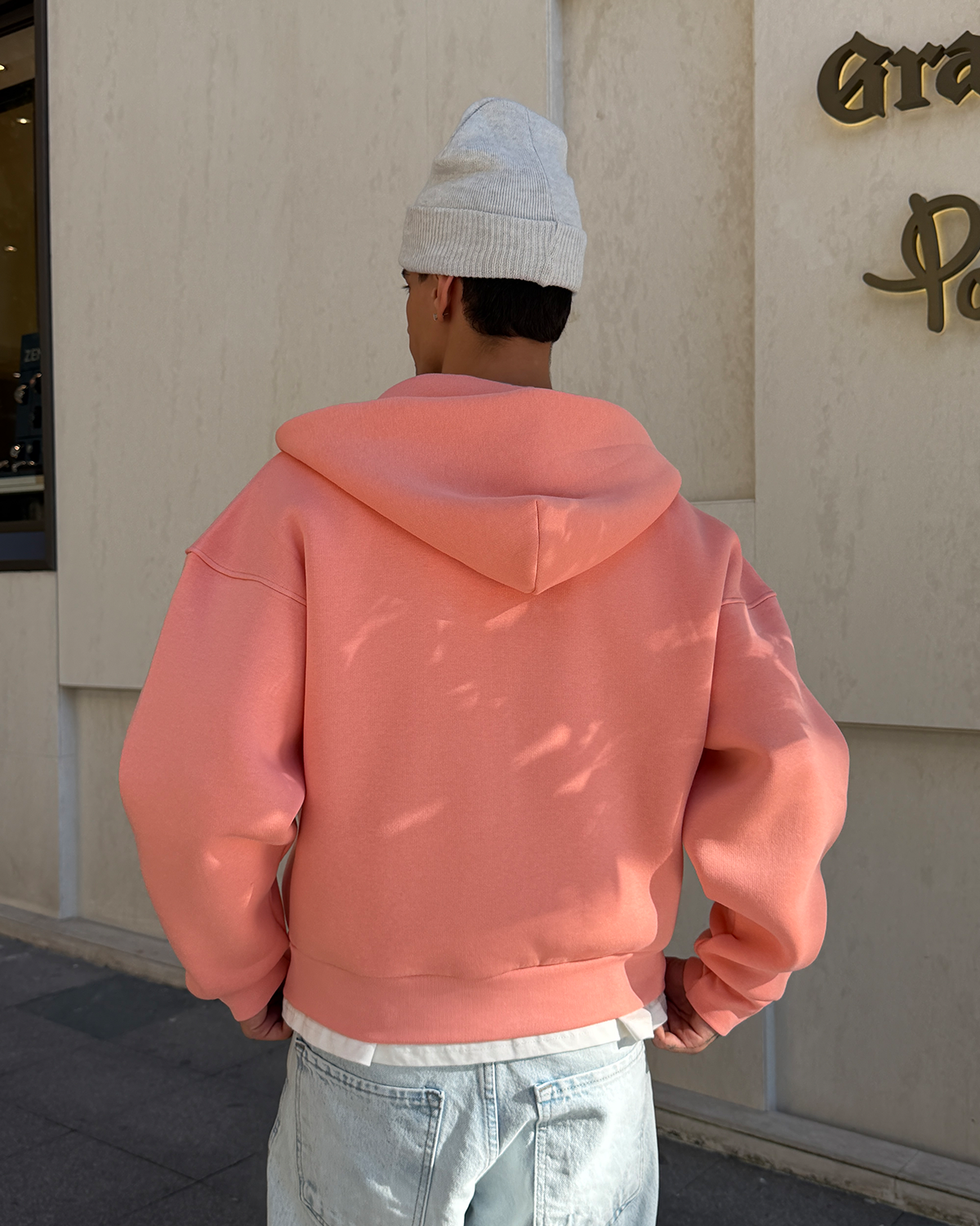 Puffer Baby Pink Boxy Fit Zippered Hoodie