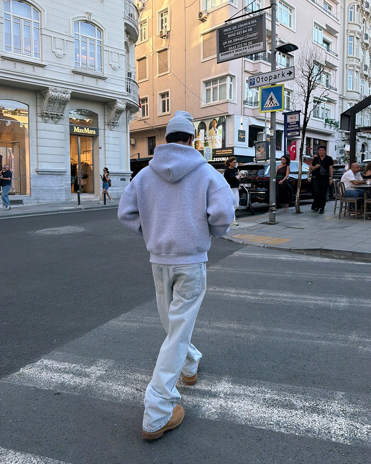Puffer Melange Gray Boxy Fit Zippered Hoodie