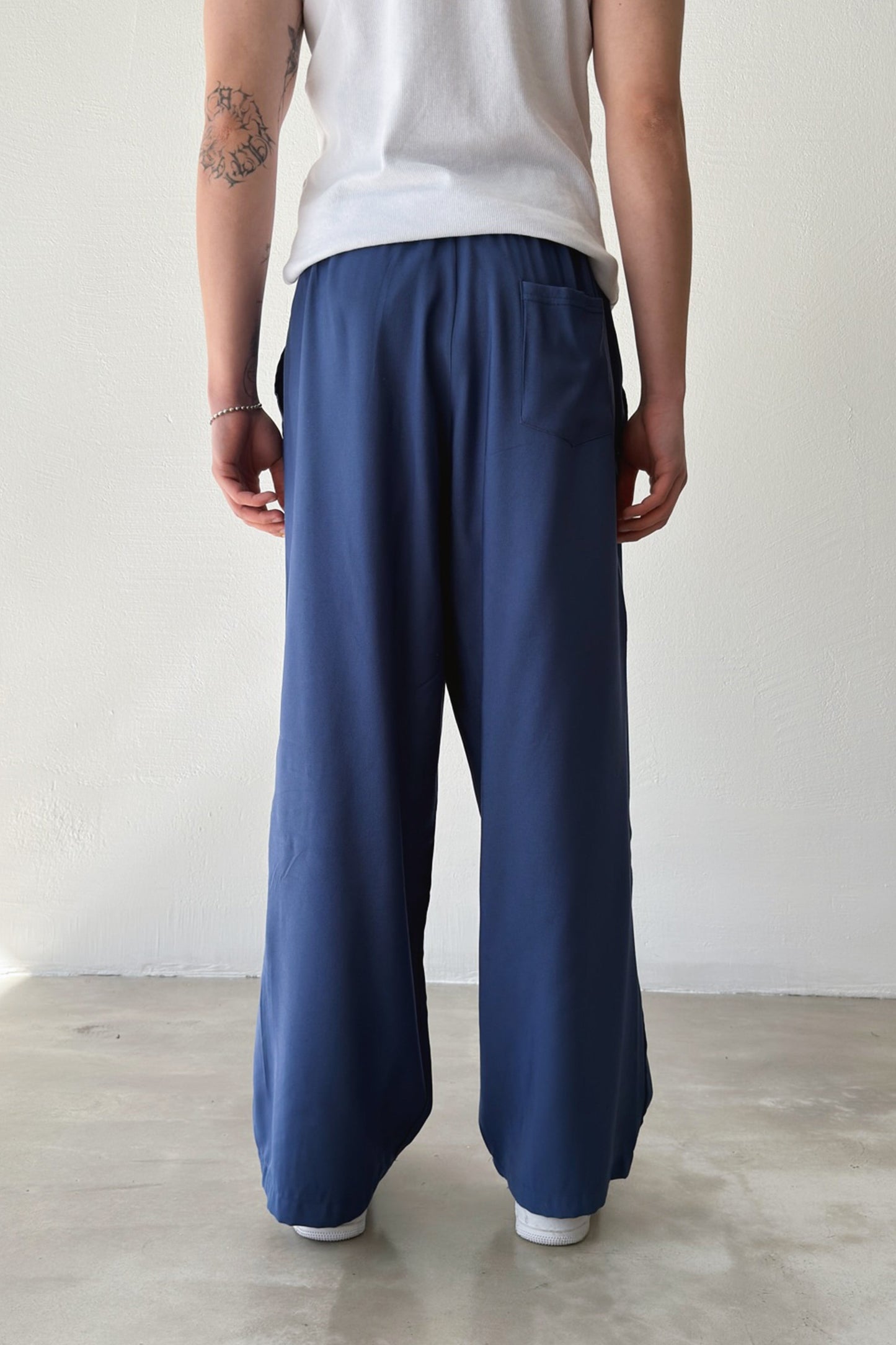 Relaxed Fit Baggy Pants with Elastic Waistband, Blue