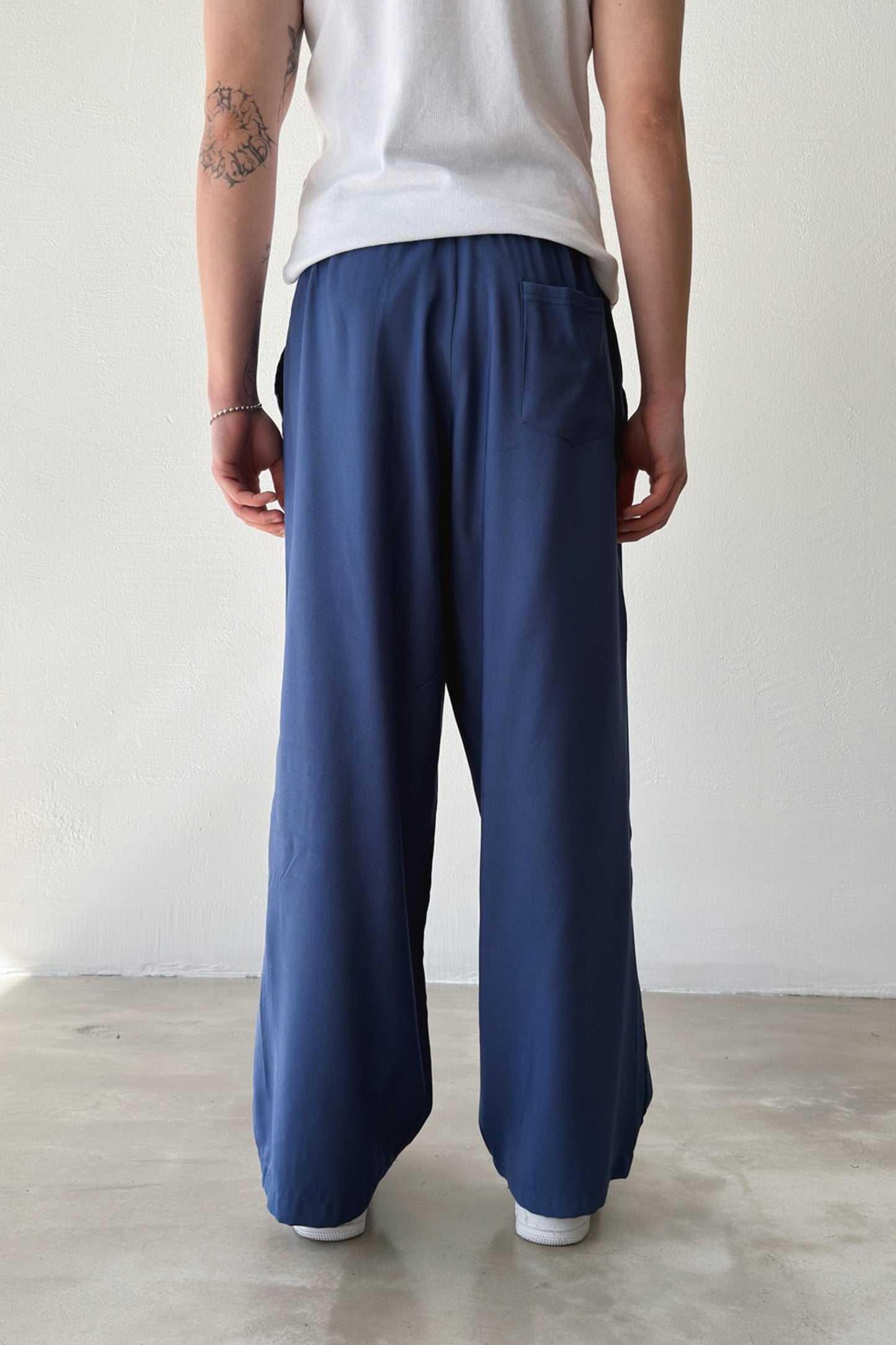 Relaxed Fit Baggy Pants with Elastic Waistband, Blue
