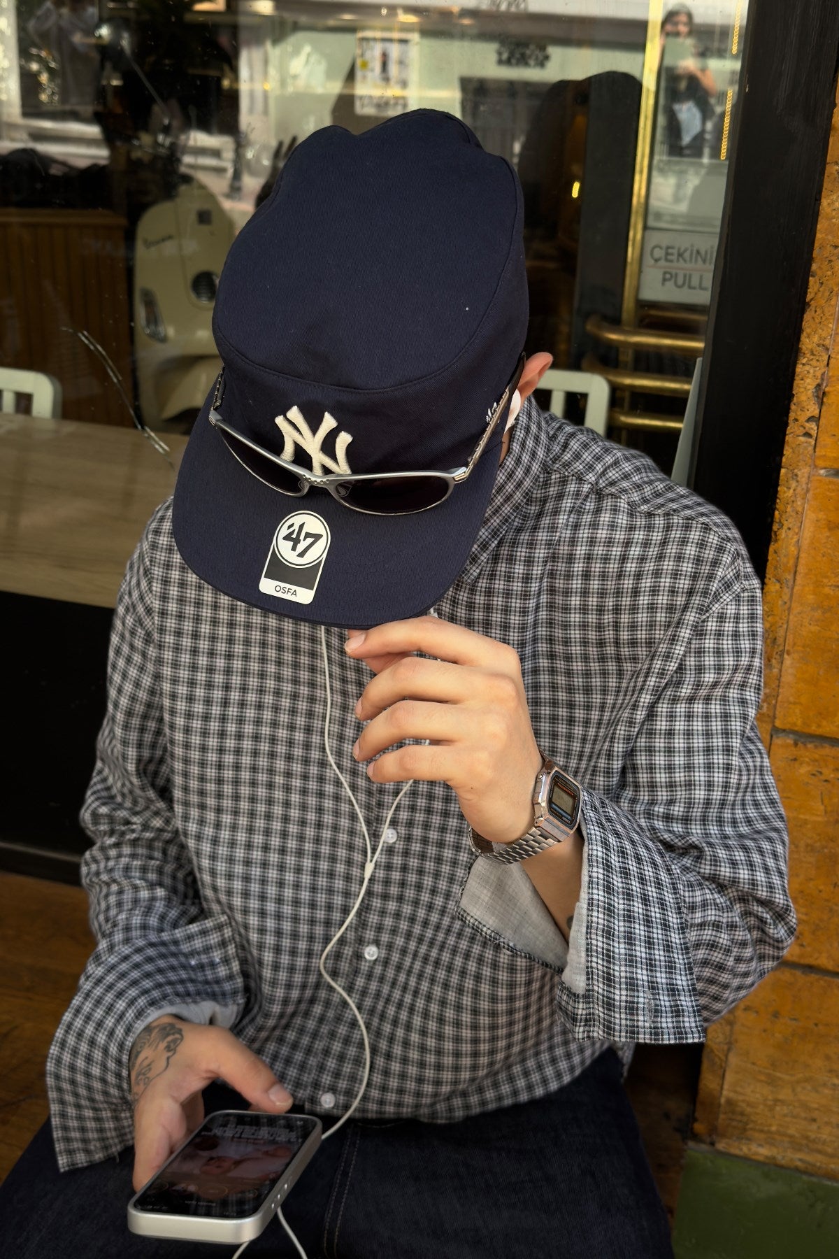 Black Relax Fit Plaid Shirt